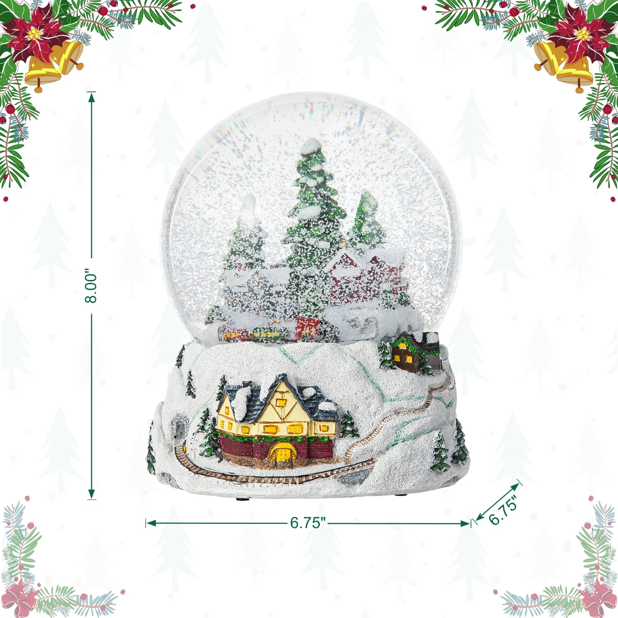 Glitzhome&#xAE; 8&#x22; Lighted Musical Snowflakes Village Waterglobe