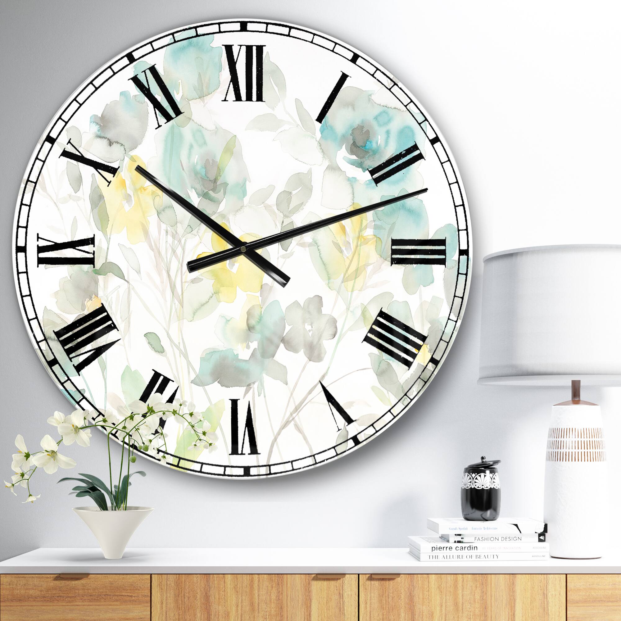 Designart Aqua Rose Natural Element Wall Clock