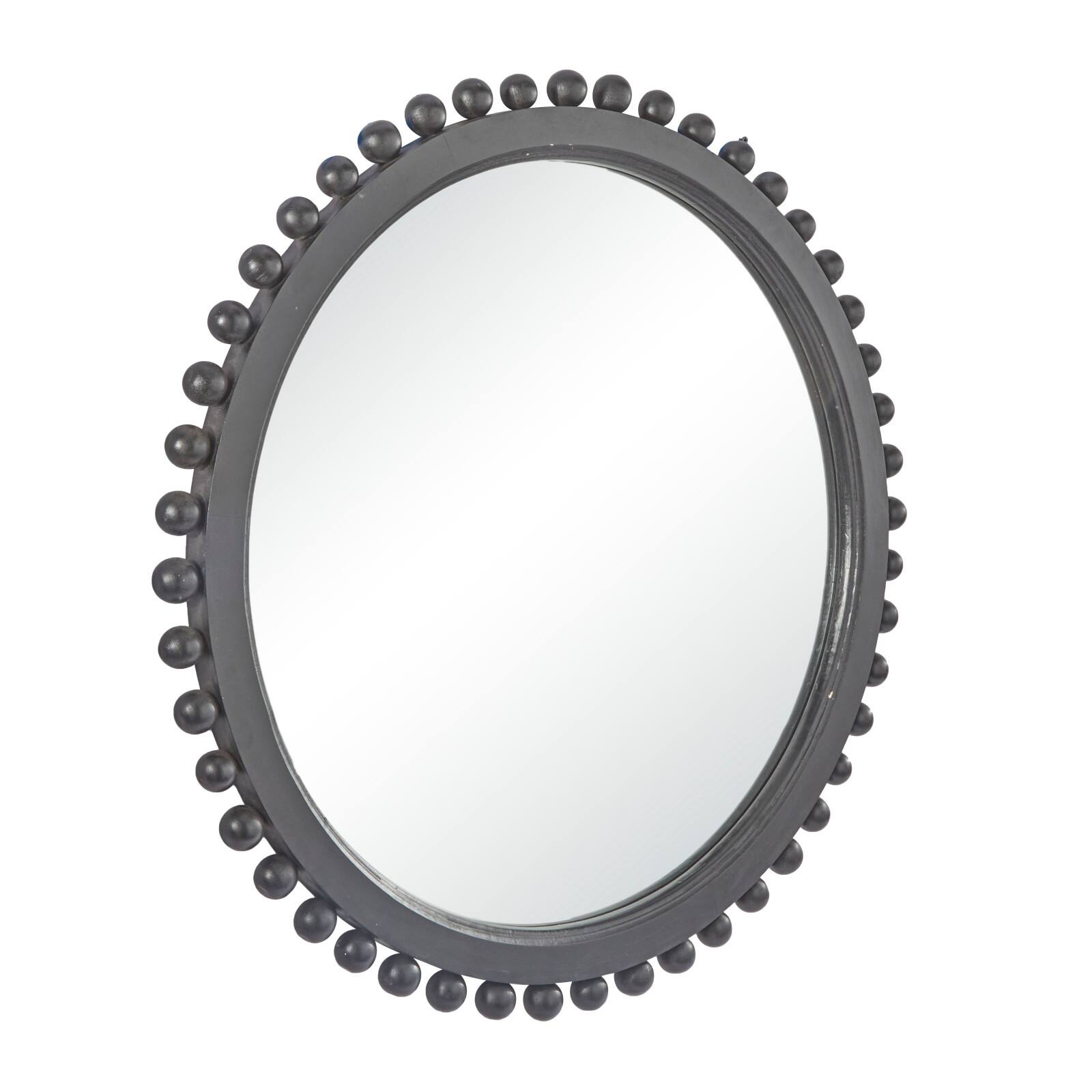 35" Mango Wood Beaded Ball Frame Wall Mirror
