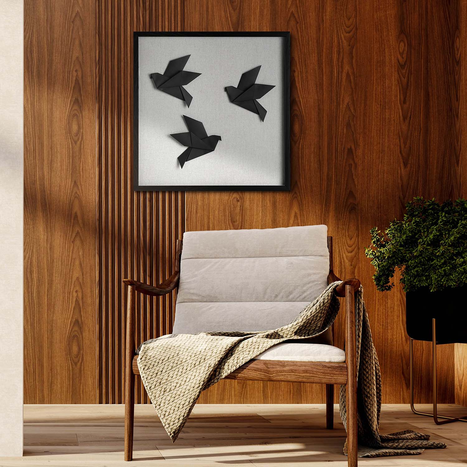 American Art Decor Silhouettes in Flight Paper &#x26; Linen Wall Art - 18&#x22; x 18&#x22;