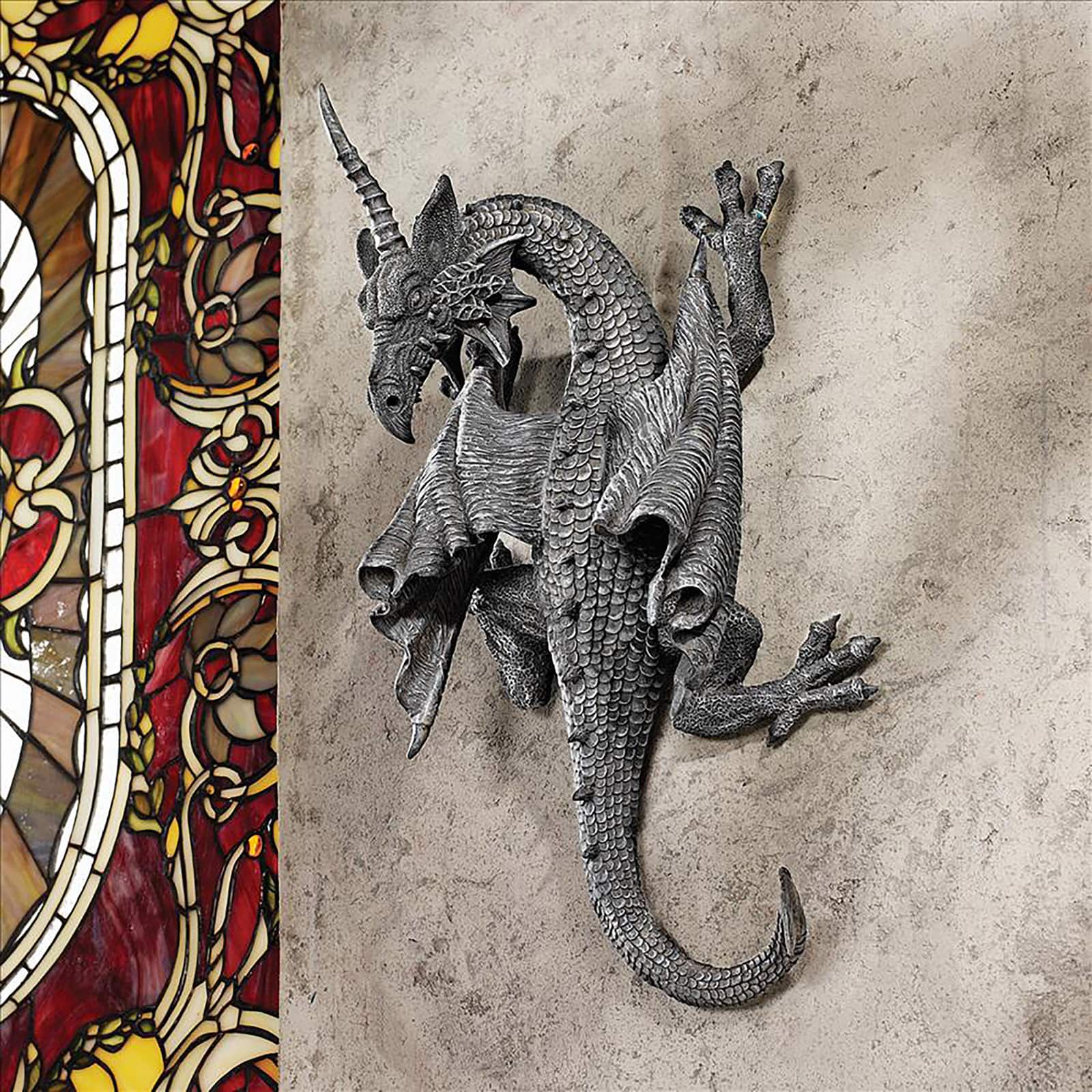 Design Toscano 13.5&#x22; Horned Dragon of Devonshire Wall Sculpture