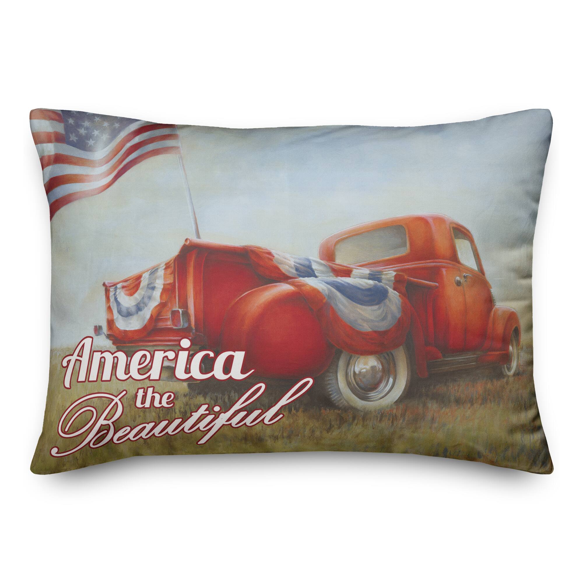 Patriotic Truck Throw Pillow