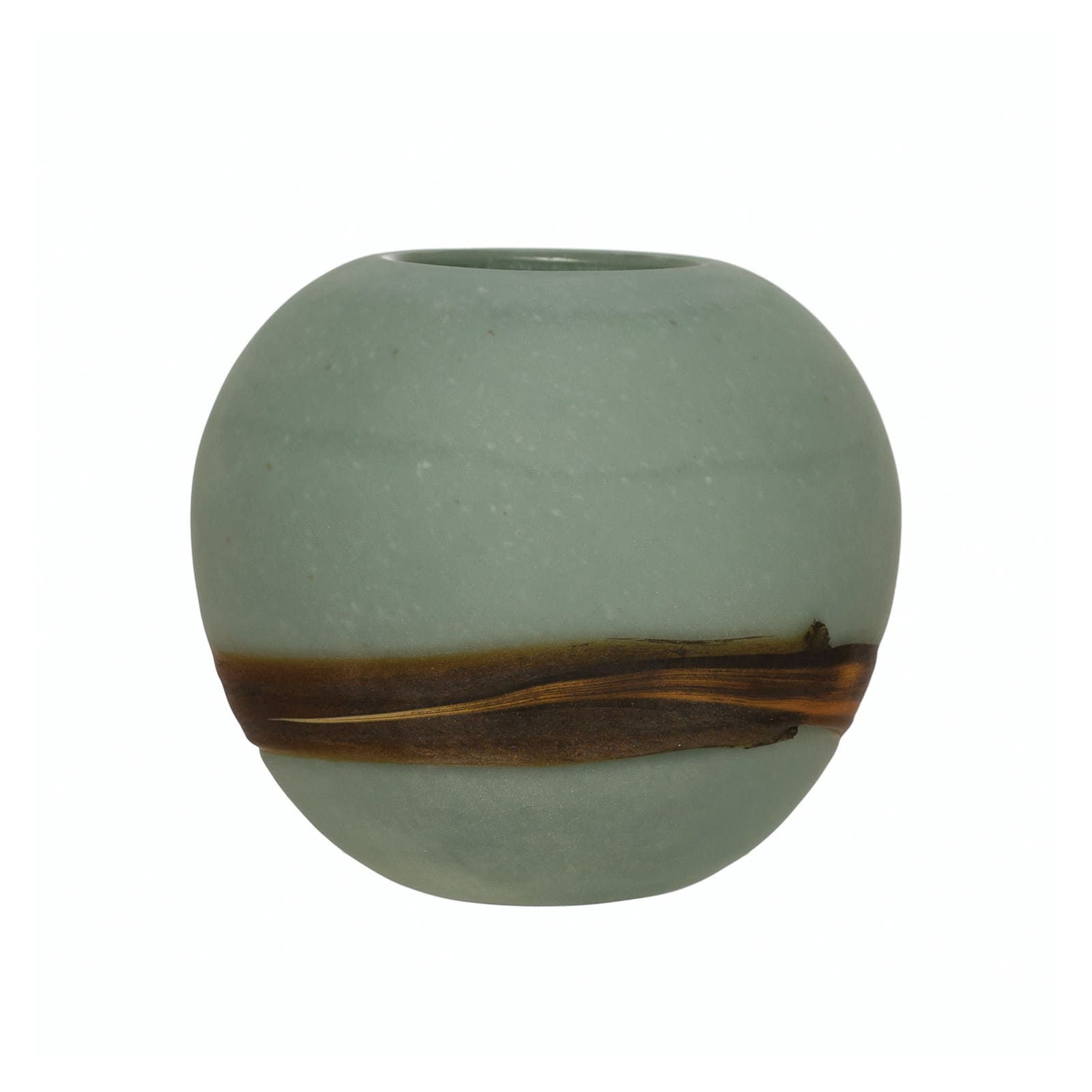 Hello Honey&#xAE; 7&#x22; Hand-Blown Frosted Art Glass Vase with Multi Color Stripe