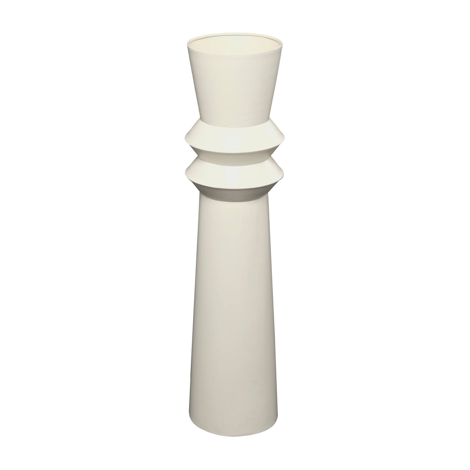 The Novogratz 2.5ft. Cream Metal Tall Art Deco Fluted Floor Vase