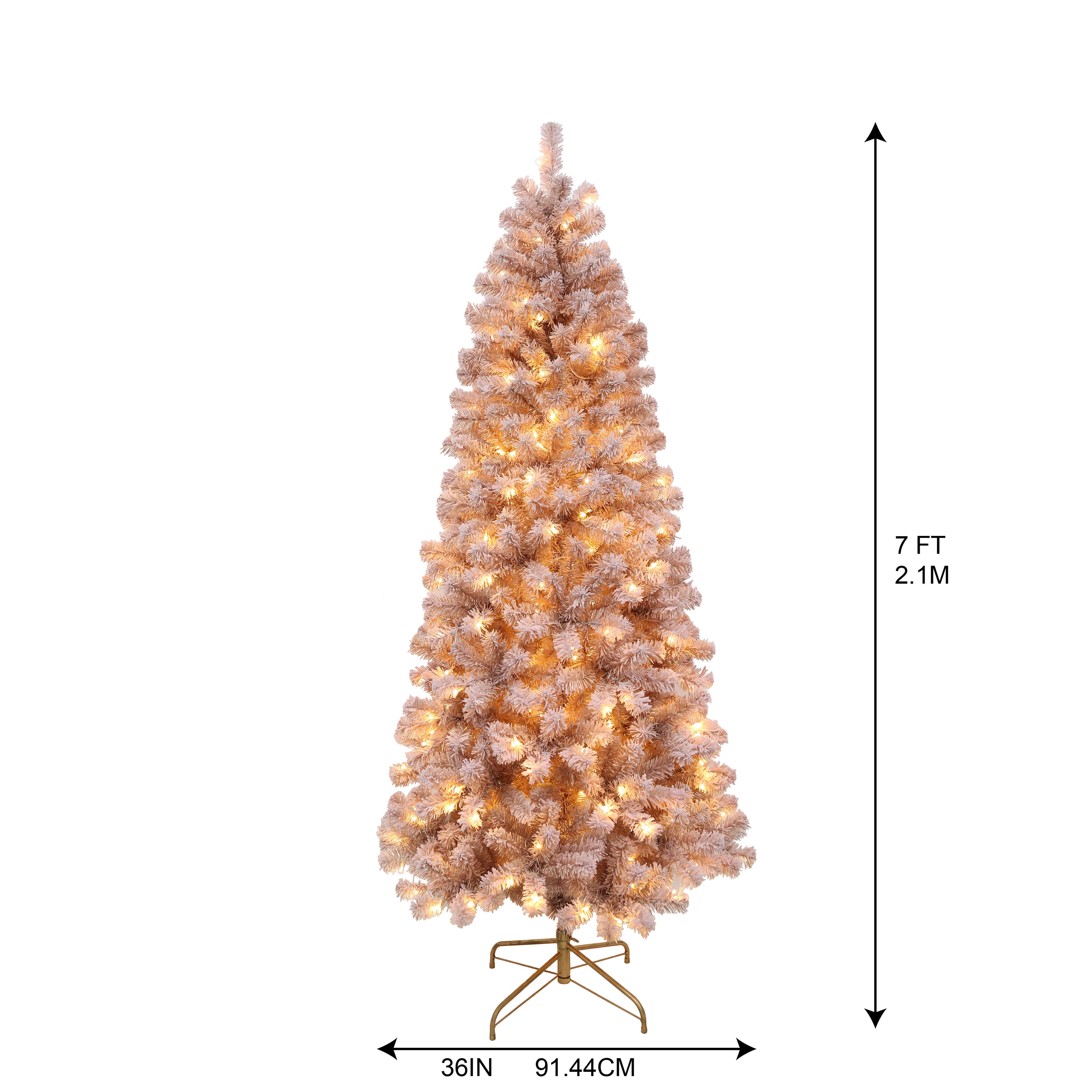 7ft. Pre-Lit Rosewood Flocked Artificial Christmas Tree, Warm White Mini LED Lights by Ashland&#xAE;