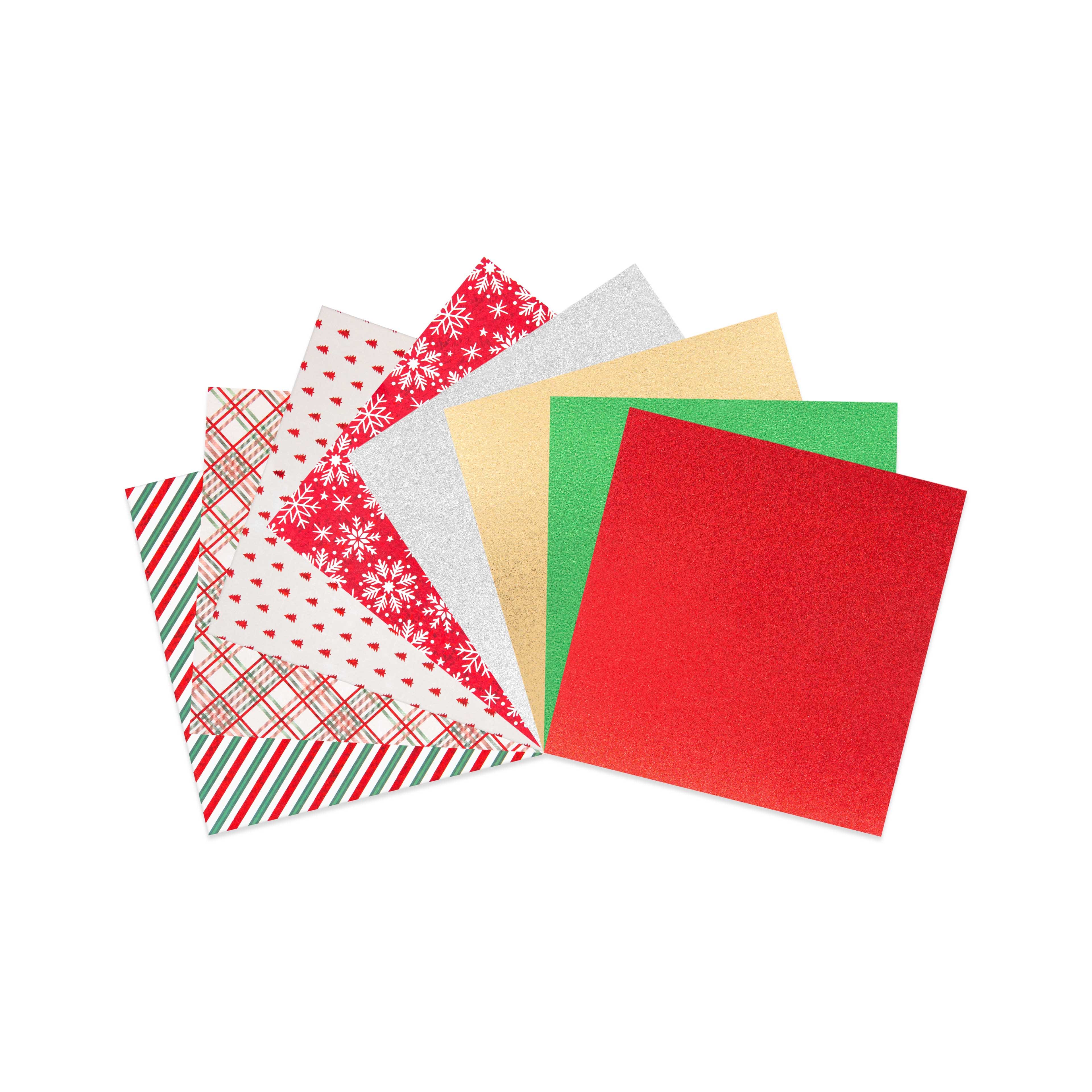 6&#x22; x 6&#x22; Christmas Specialty Glitter &#x26; Foil Paper Pad by Recollections&#x2122;, 16 Sheets