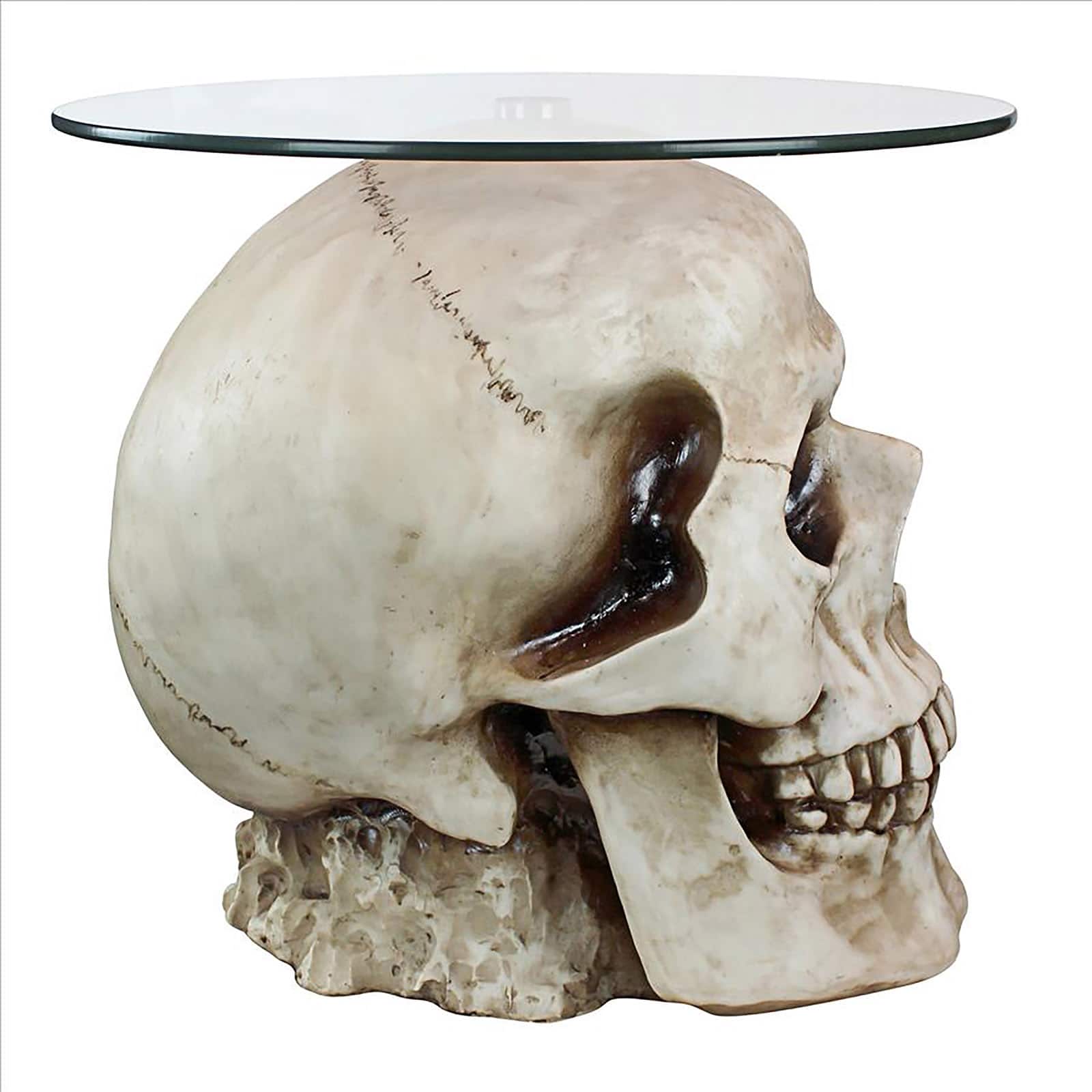 Design Toscano 19.5&#x22; Lost Souls Gothic Skull Glass-Topped Table