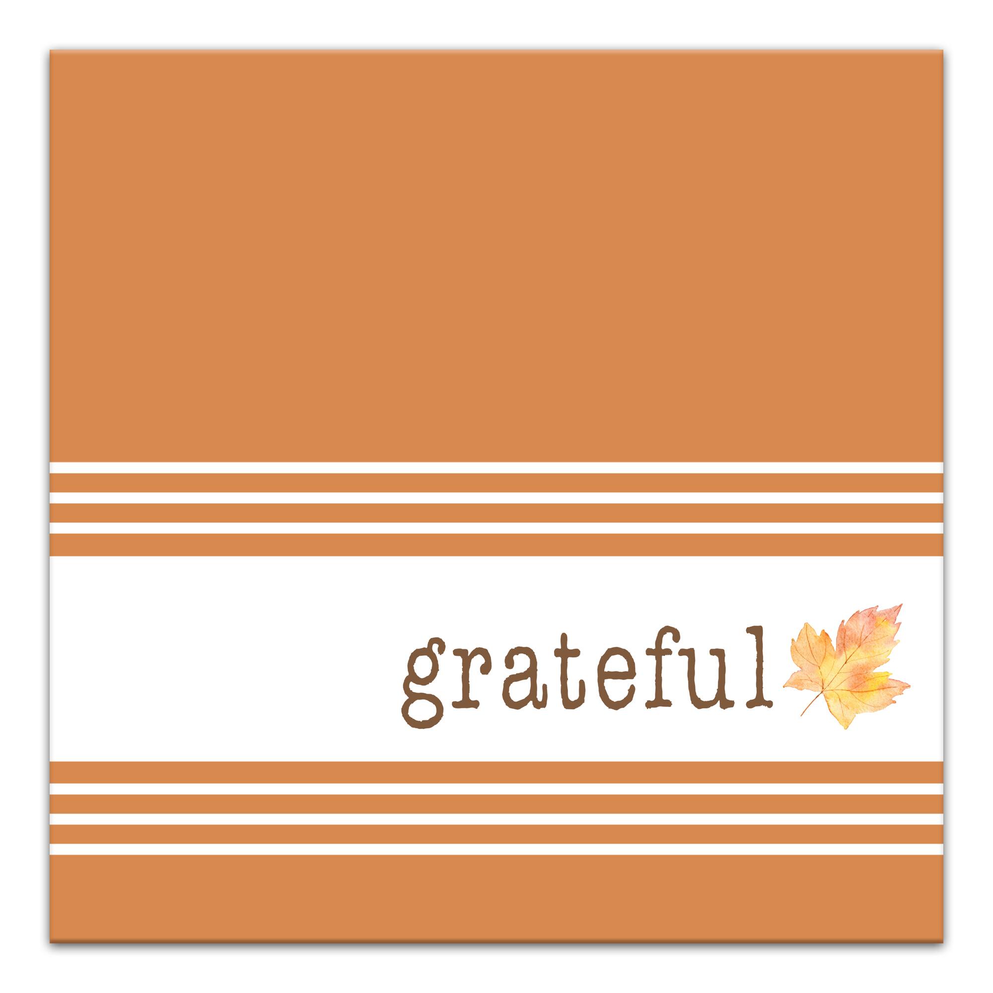 Orange & White Stripes Grateful Fall Canvas Wall Art