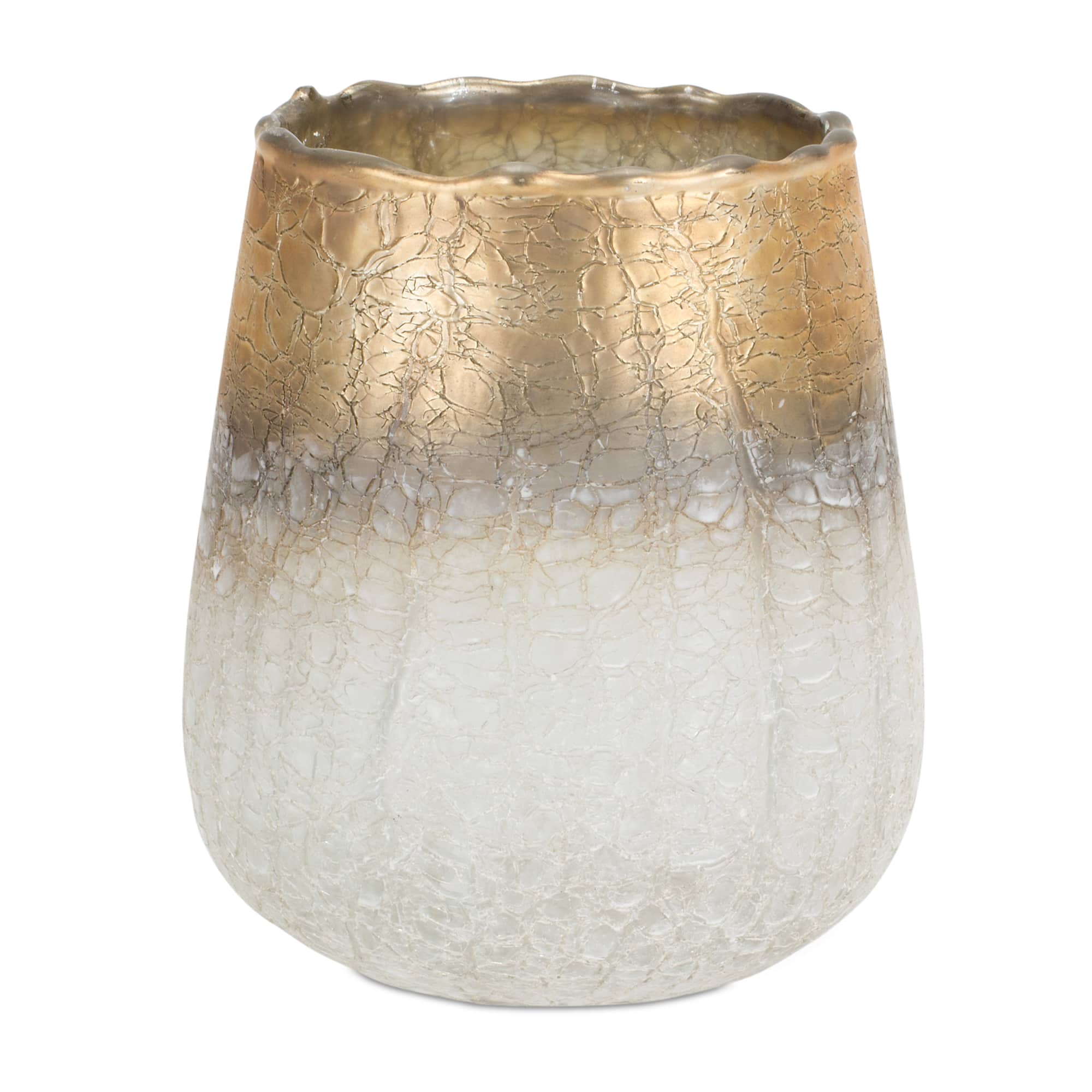 6&#x22; Gold &#x26; White Glass Textured Vase