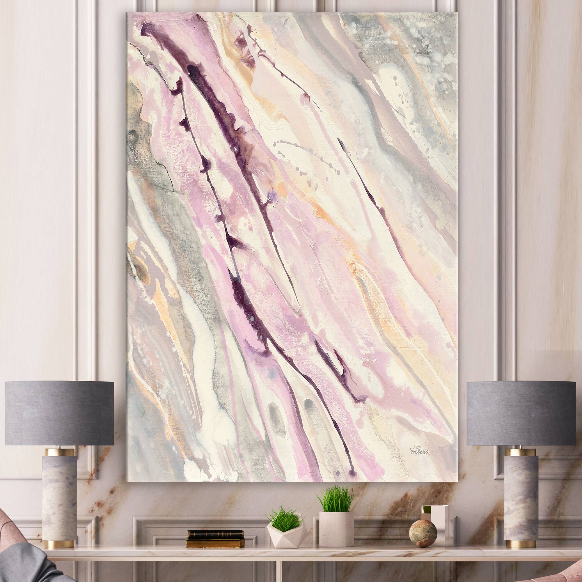 Designart - Shaby Pink Marble - Sleek &#x26; Chic Modern Premium Canvas Wall Art