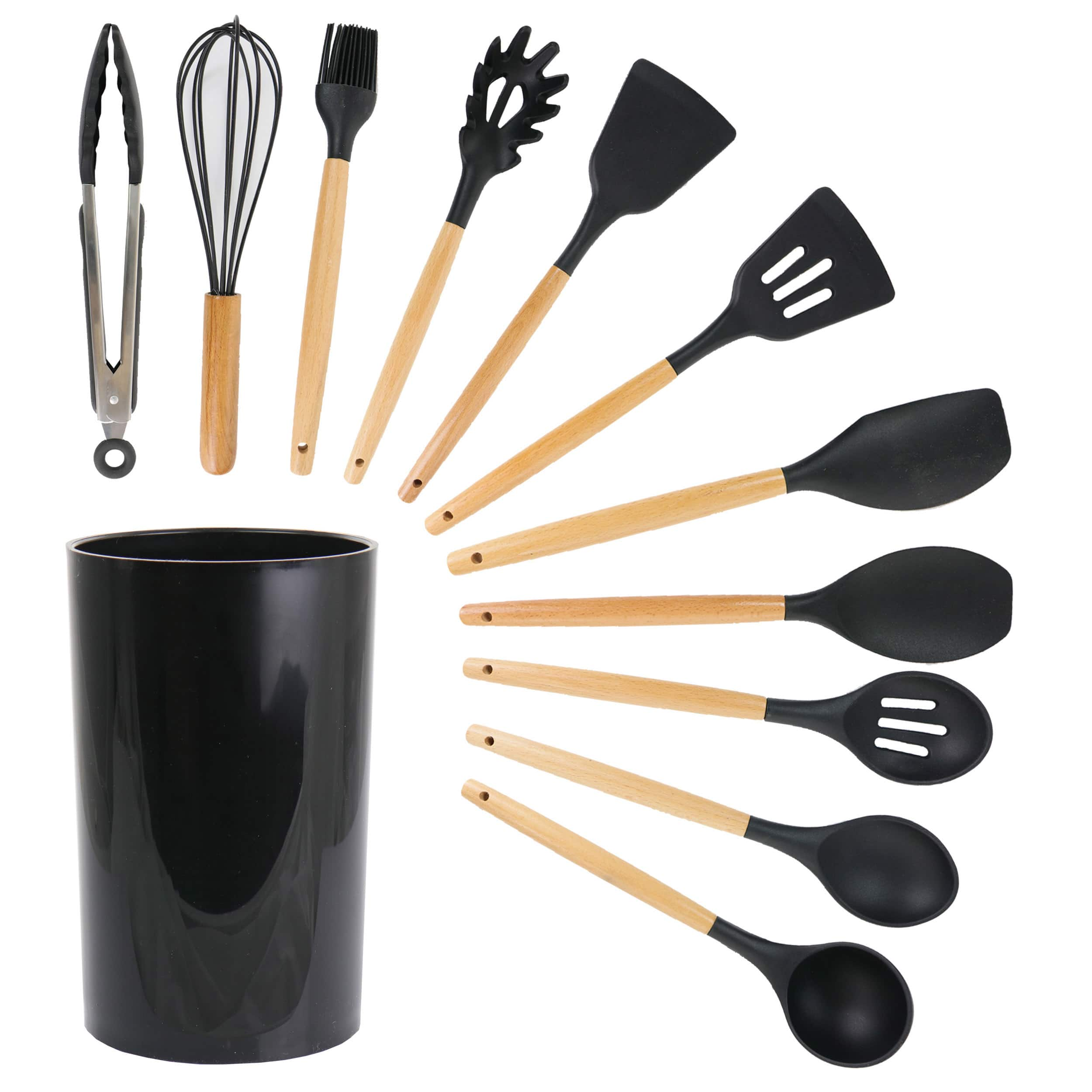 MegaChef Black Silicone & Wood Cooking Utensils Set, 12ct., Michaels