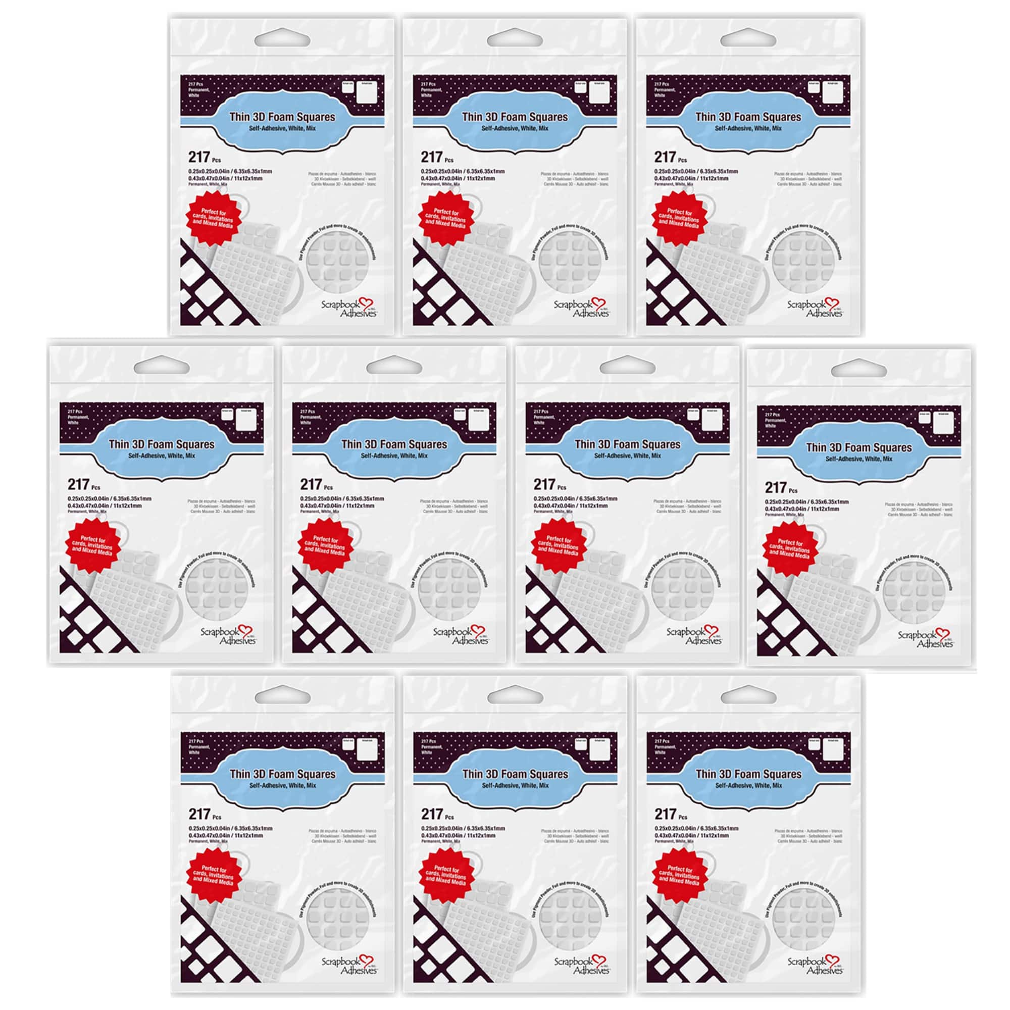 Scrapbook Adhesives by 3L® 1mm Thin 3D Foam Square Packs, 10ct.