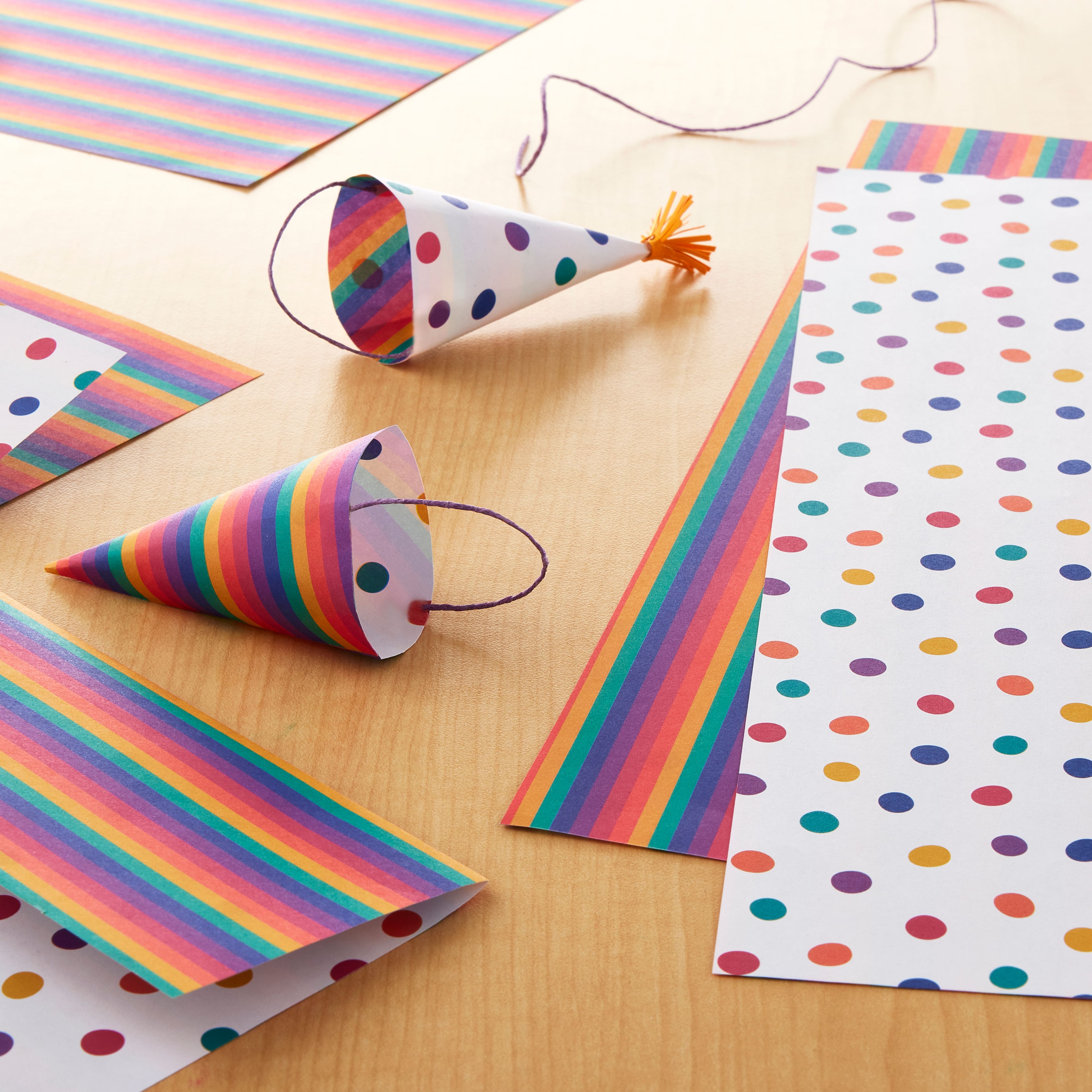 Rainbow Dot Stripe Double-Sided Cardstock Paper by Recollections&#x2122;, 12&#x22; x 12&#x22;