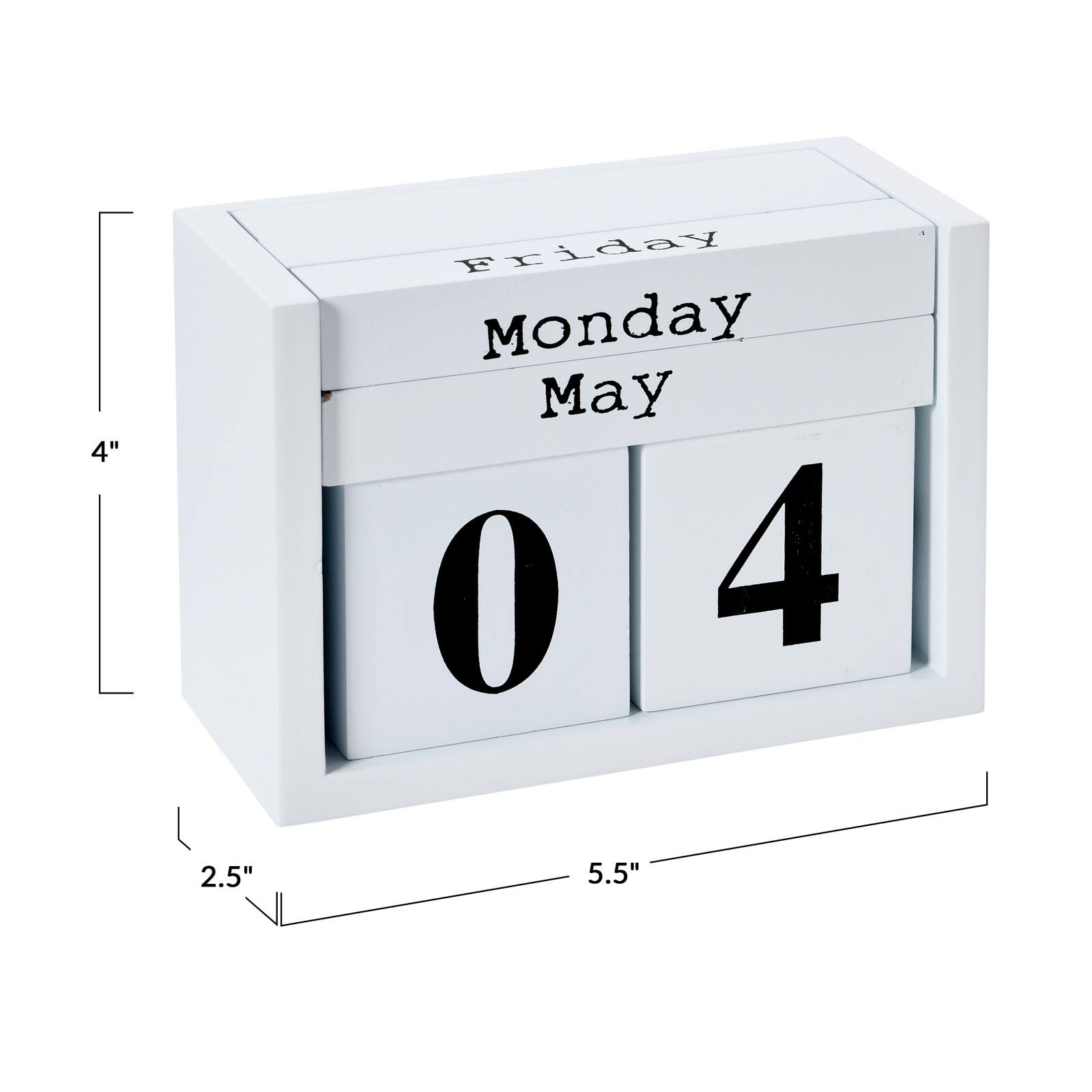 Hello Honey&#xAE; 5.5&#x22; White Wooden Perpetual Desk Block Calendar