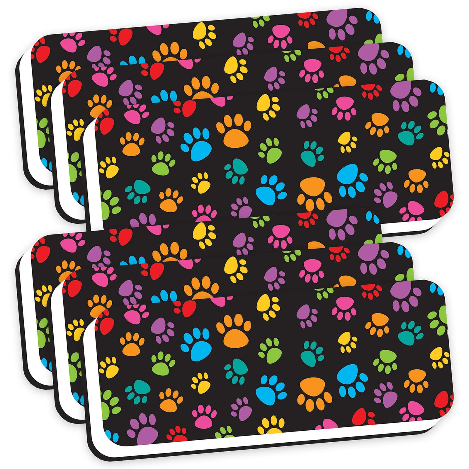 Ashley Productions Colorful Assorted Paw Pattern Magnetic Whiteboard Eraser, 6ct.