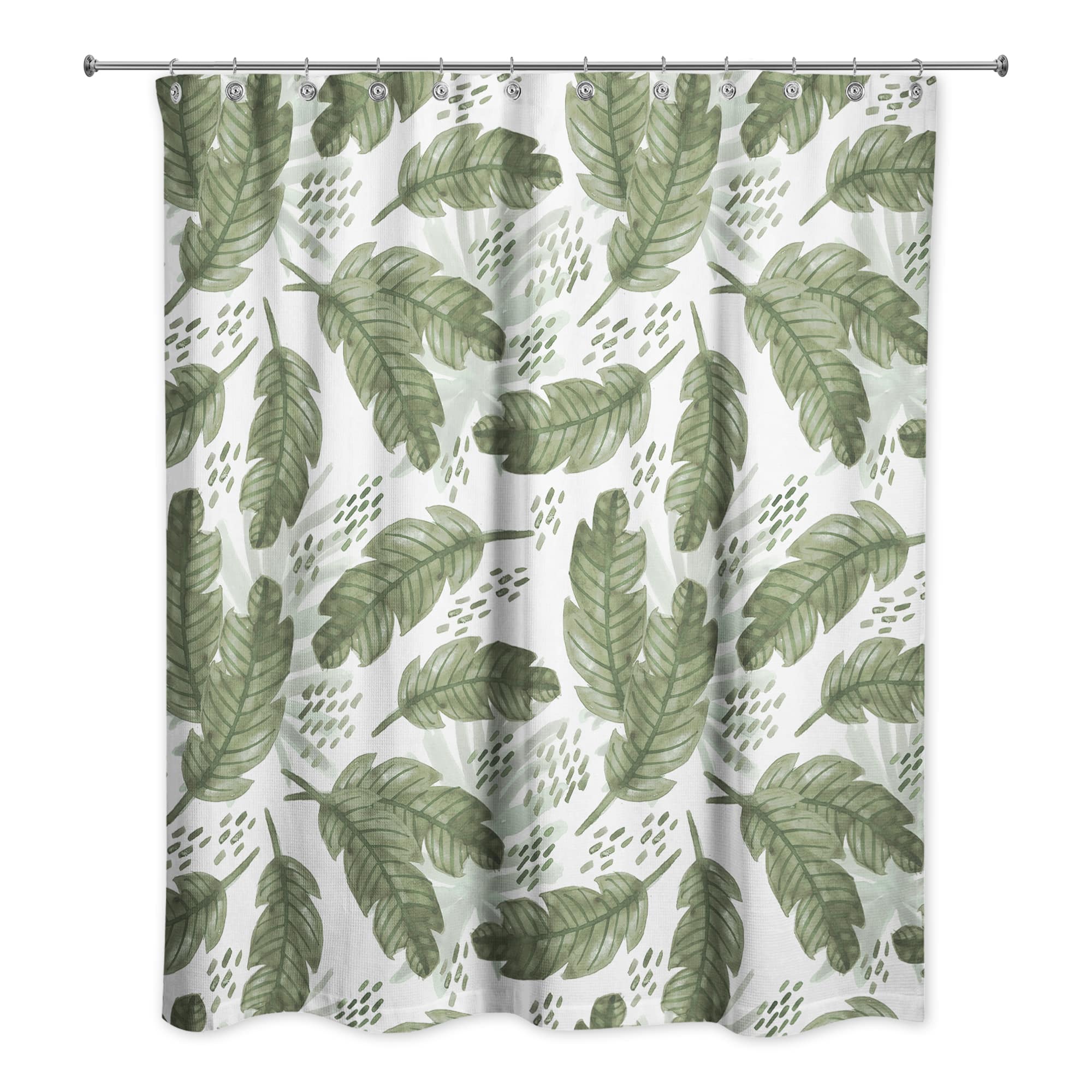 Tropical Leaves Pattern 71" x 74" Shower Curtain