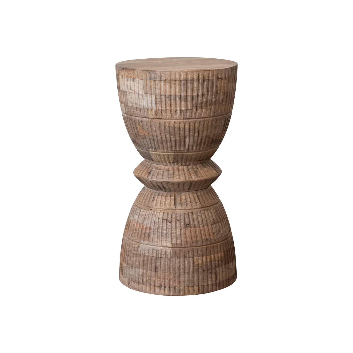 Hello Honey&#xAE; 26&#x22; Round Hand-Carved Natural Mango Wood Stool
