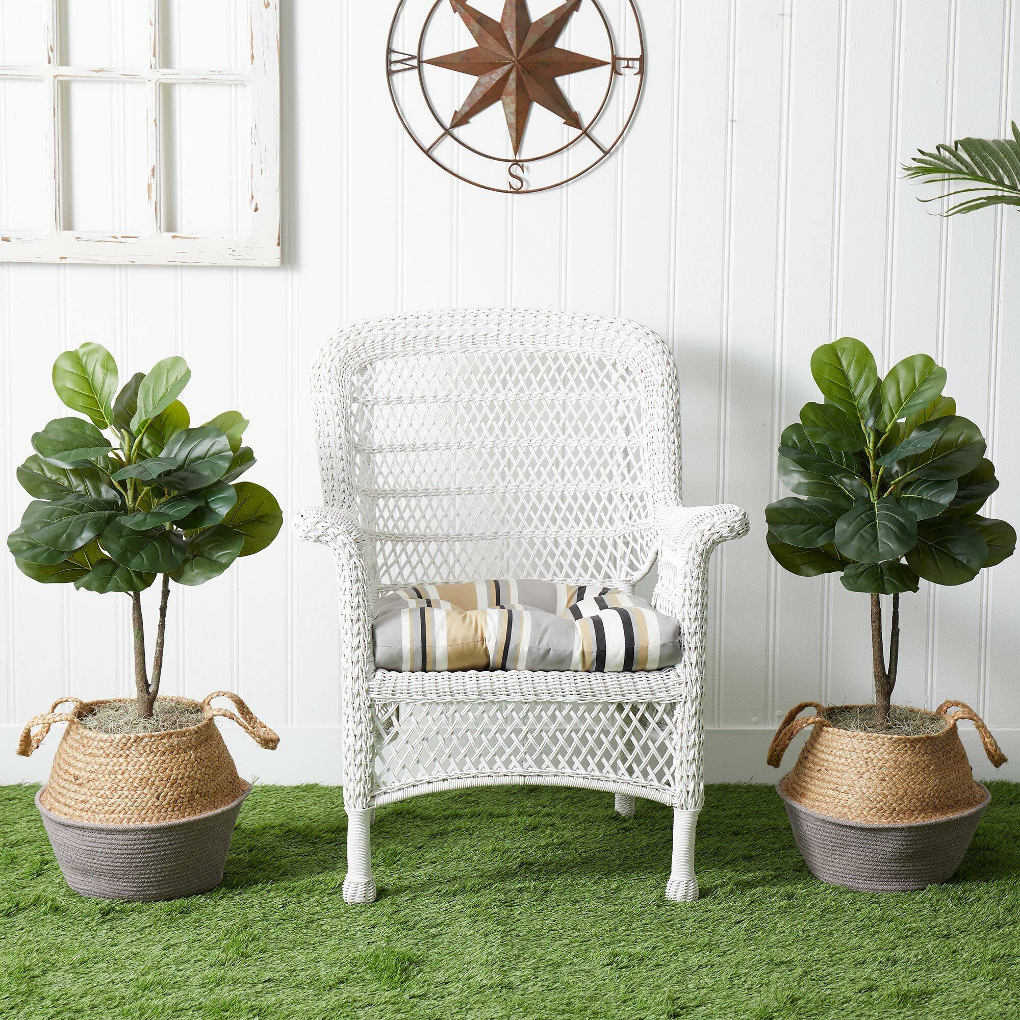 3ft. Artificial Fiddle Leaf Fig Tree With Handmade Cotton & Jute Woven ...