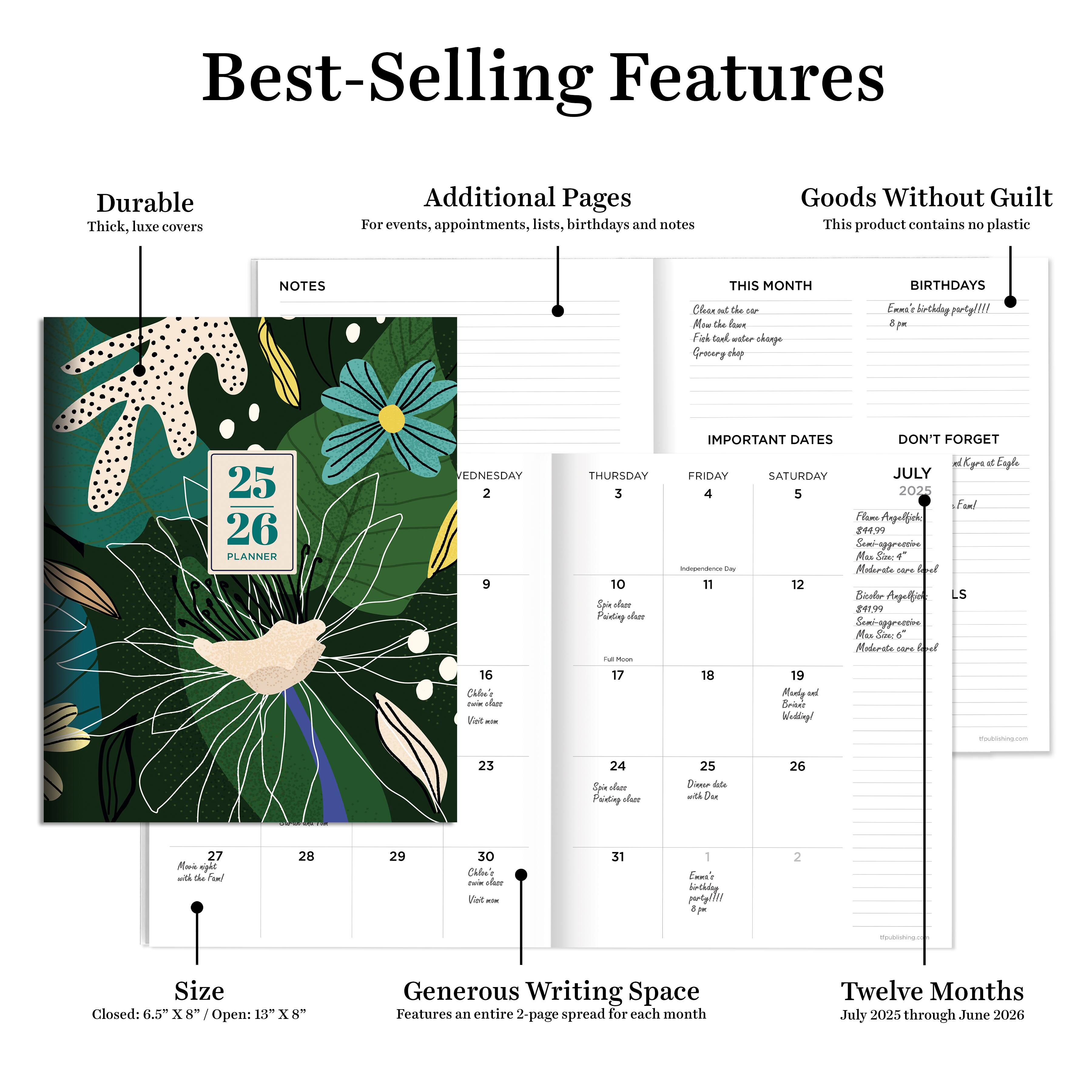 TF Publishing 2025-2026 Vivid Jungle Medium Monthly Planner