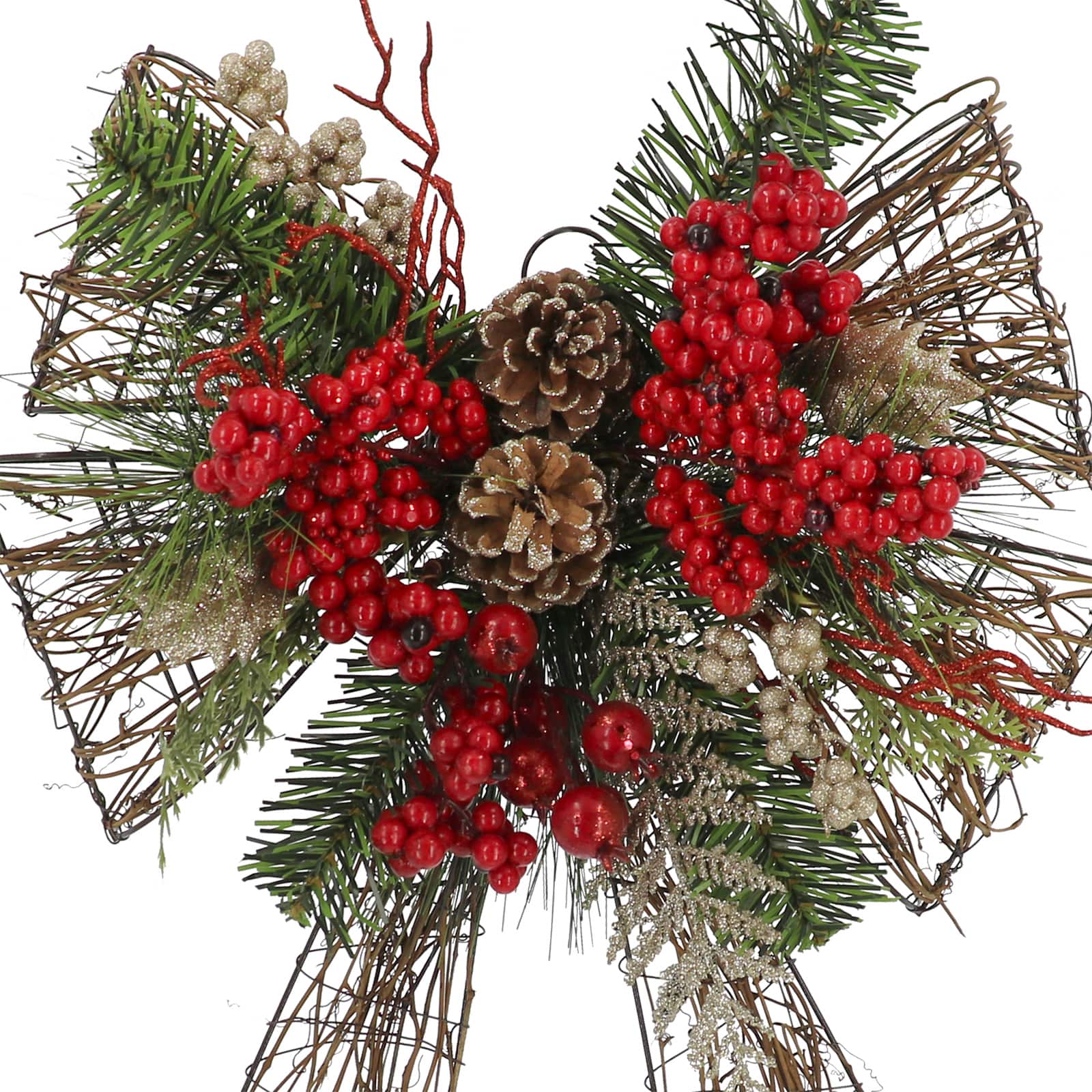 22&#x22; Red Berry &#x26; Pine Grapevine Bow by Ashland&#xAE;