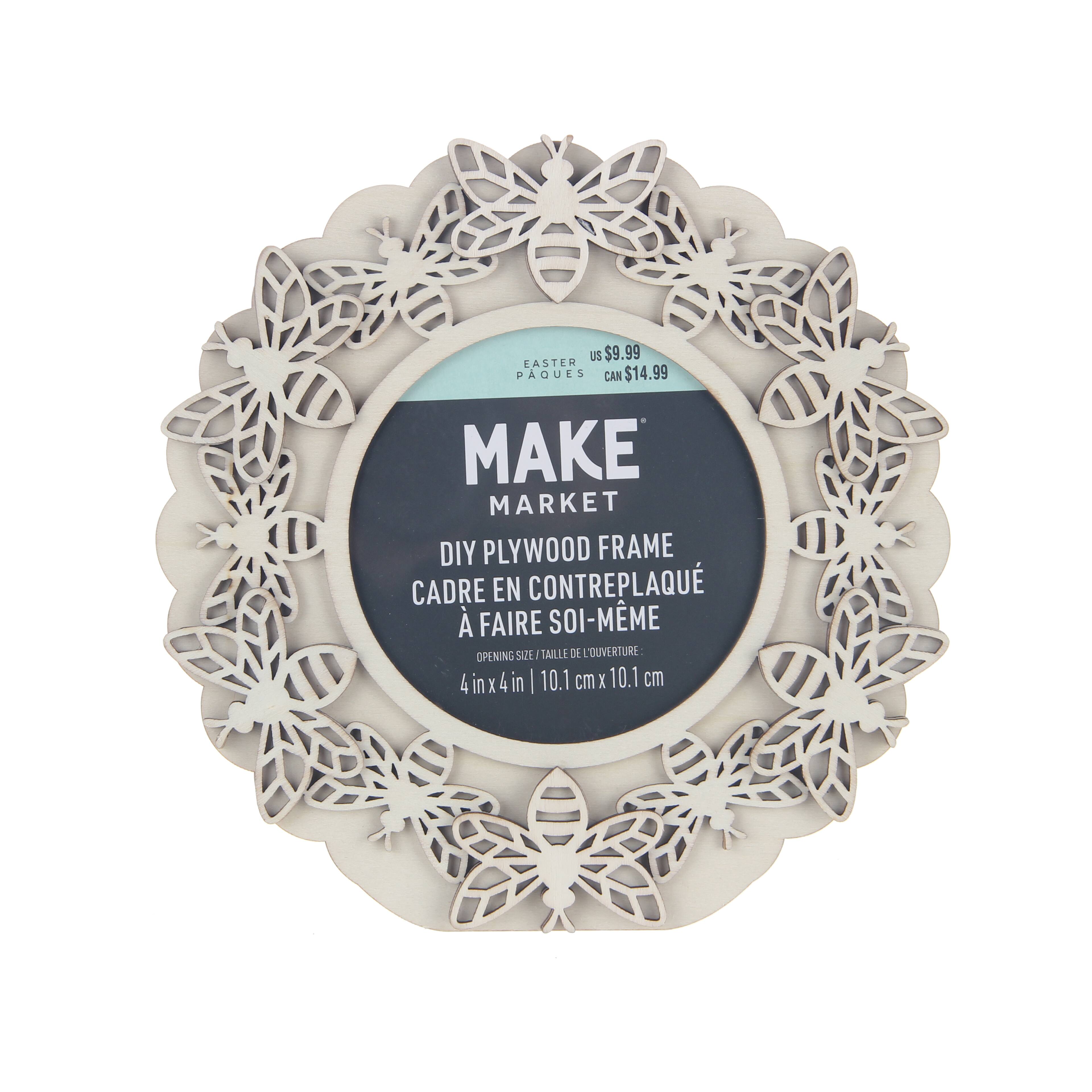 Cadre en contreplaqu&#xE9; &#xE0; faire soi-m&#xEA;me pour couronne d&#x27;abeilles 4&#x22; x 4&#x22; par Make Market&#xAE;