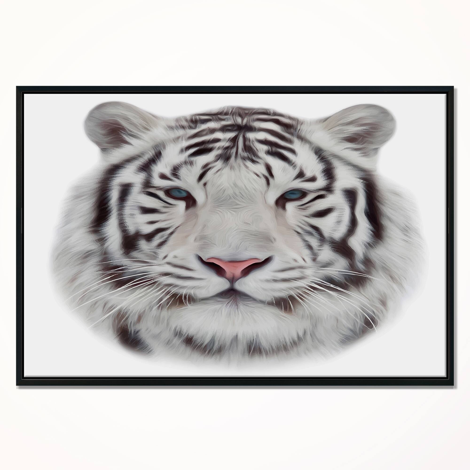 Designart - White Bengal Tiger - Animal Art On Canvas in Black Frame