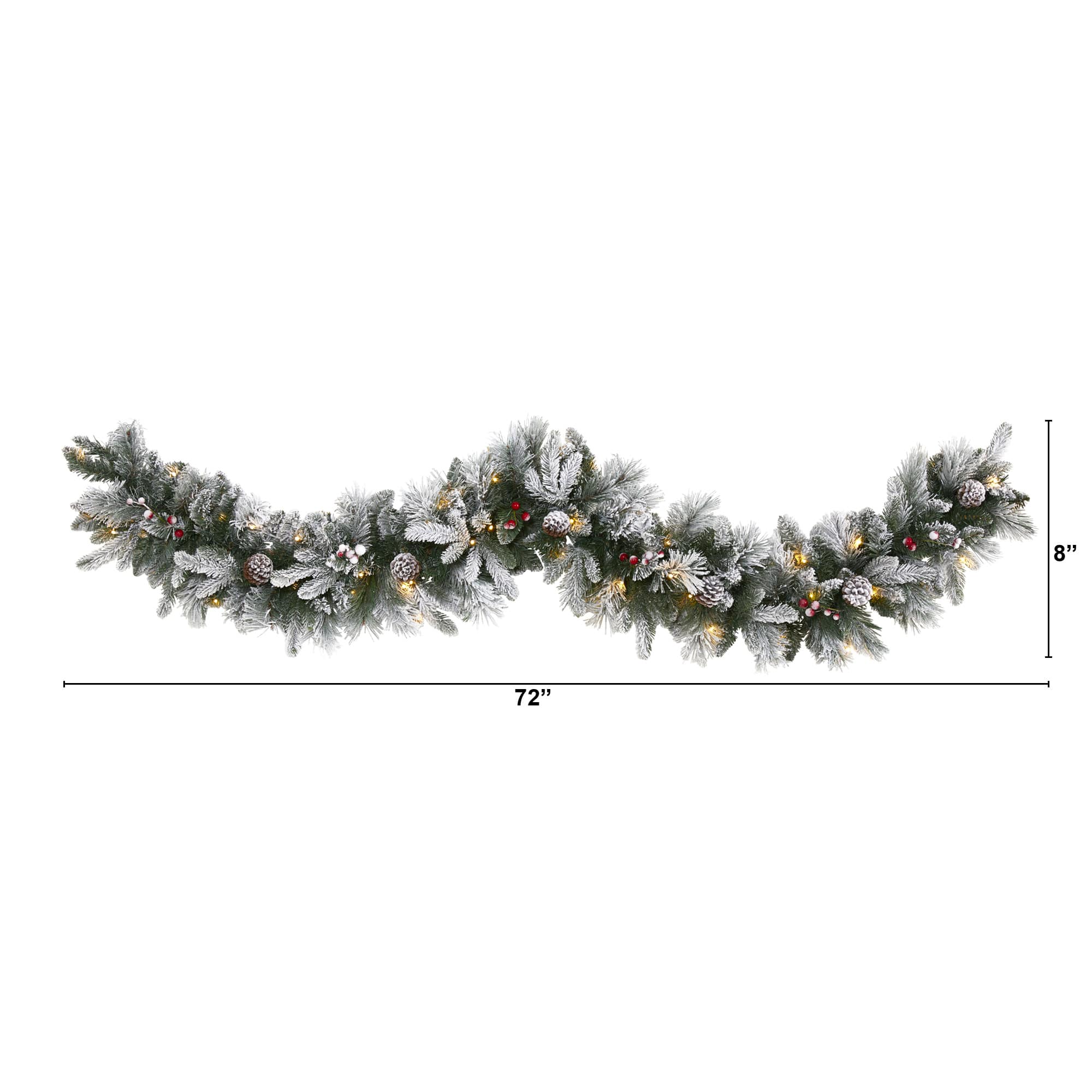 6ft. Pre-Lit Flocked Mixed Pine Artificial Christmas Garland with LED Lights