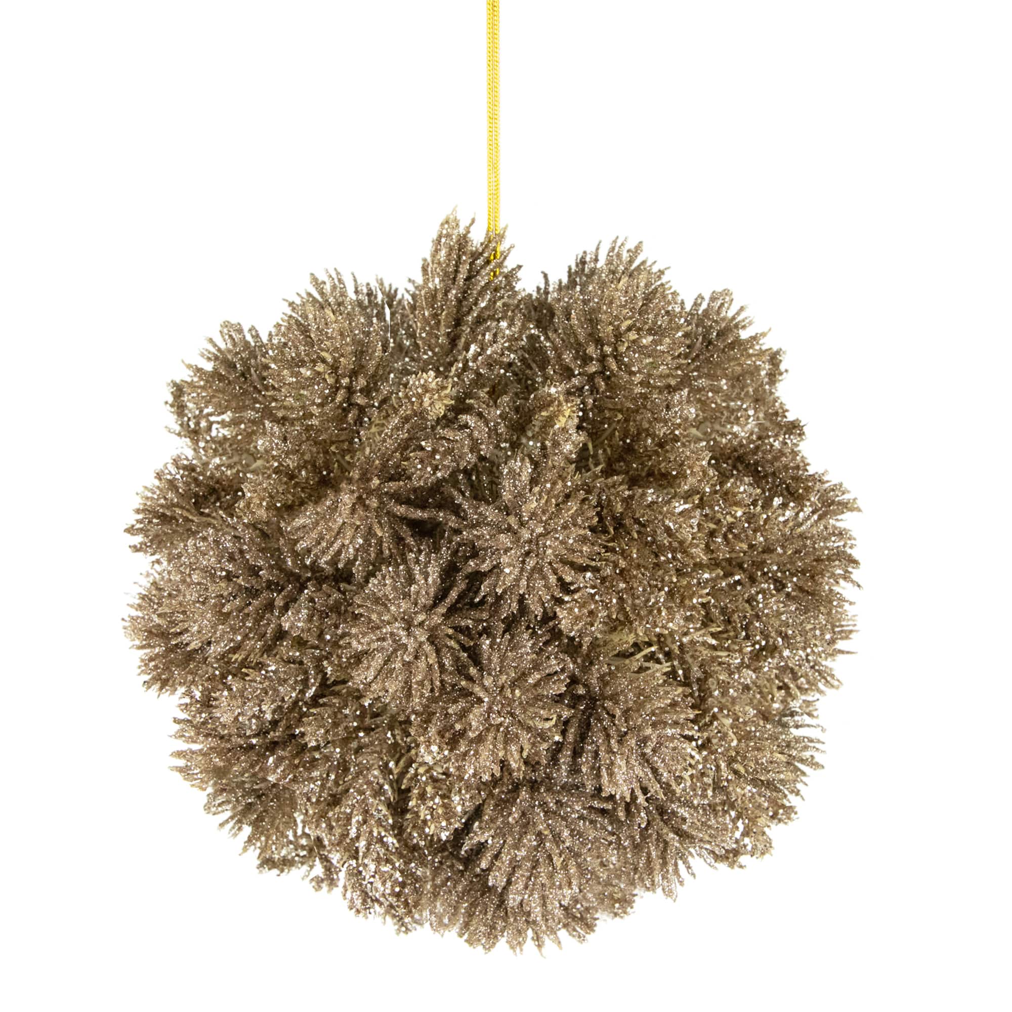 Glitter Pine Christmas Ball Ornament - 6" - Gold