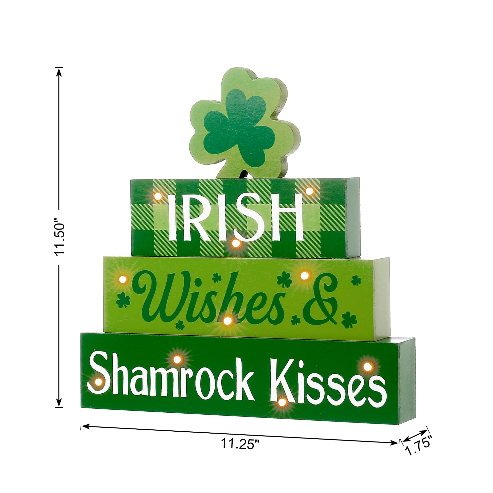 Glitzhome® 11.5'' Lighted St. Patrick's Wooden Block Table Sign