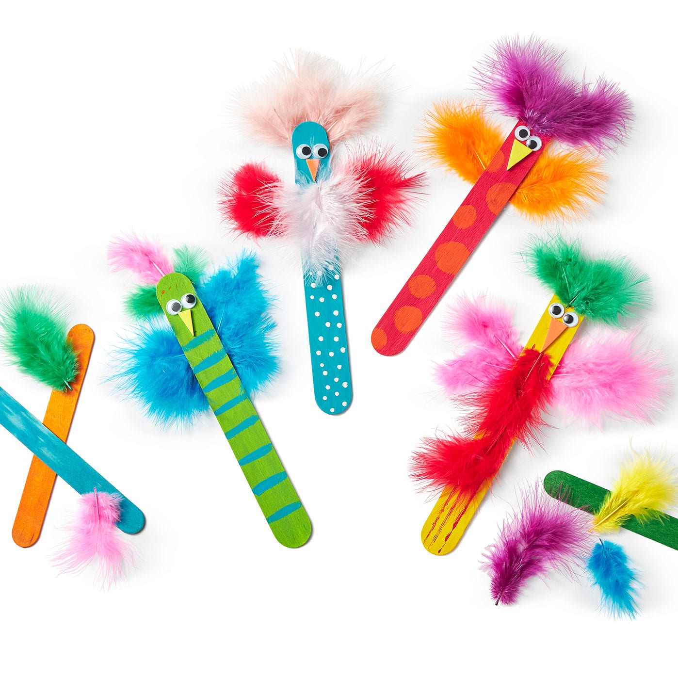 googly eyes crafts  Craft stick crafts, Feather crafts, Popsicle crafts