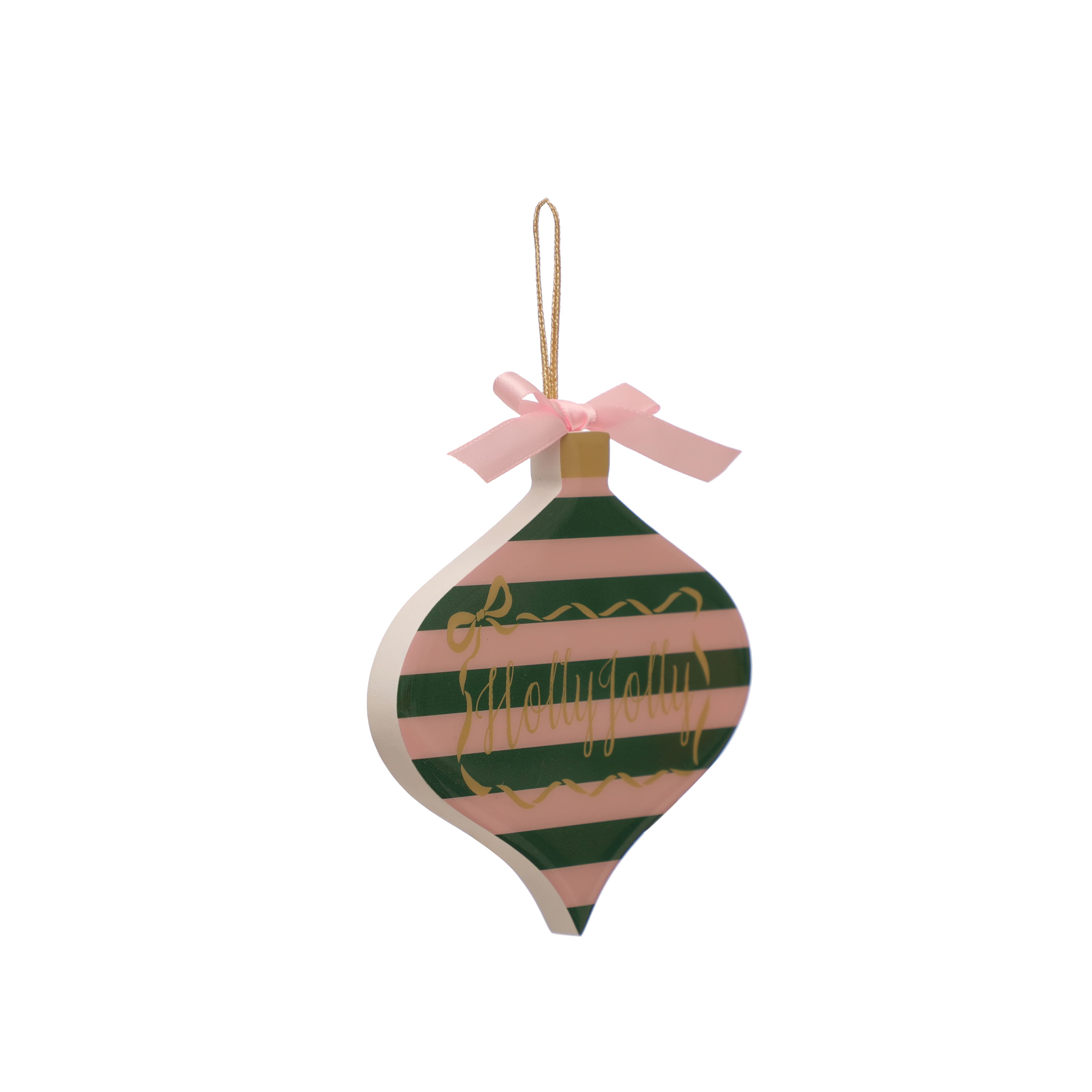 5&#x22; Pink &#x26; Green Stripes Holly Jolly Onion Ornament Wall D&#xE9;cor by Ashland&#xAE;