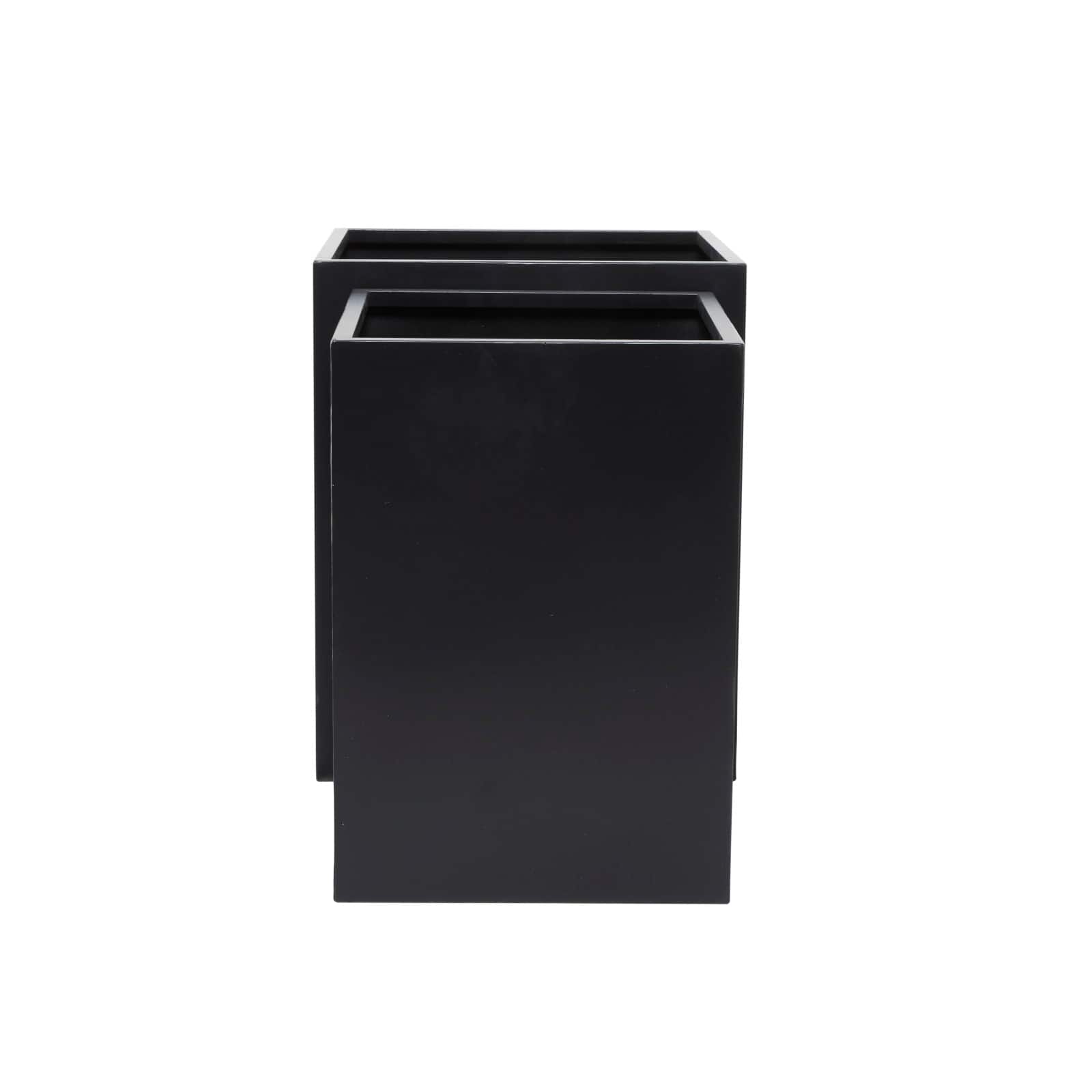 Black Modern Planter, Set of 2&#x22; 18&#x22;, 14&#x22;