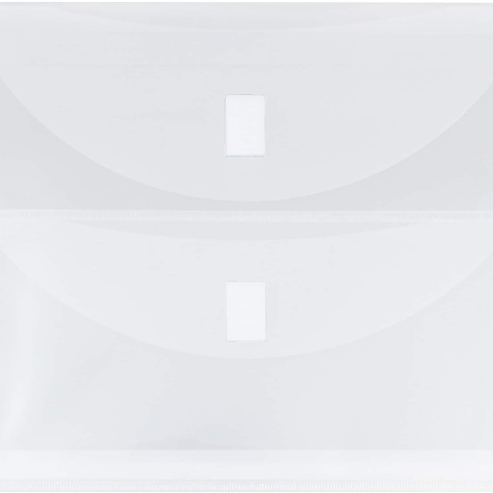 JAM Paper 9.75" x 13" Clear Plastic 2 Pocket Hook & Loop Closure Booklet Envelopes, 10ct.