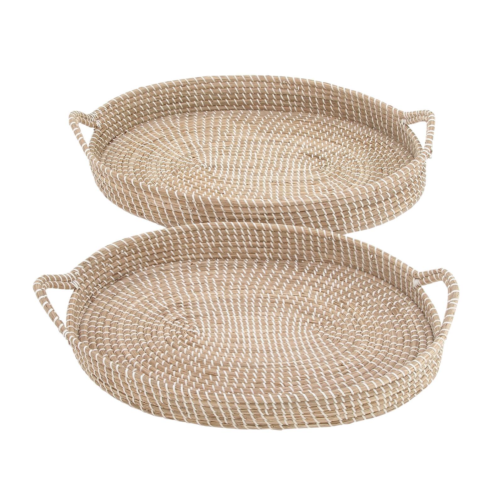 Brown Sea Grass Boho Style Tray Set