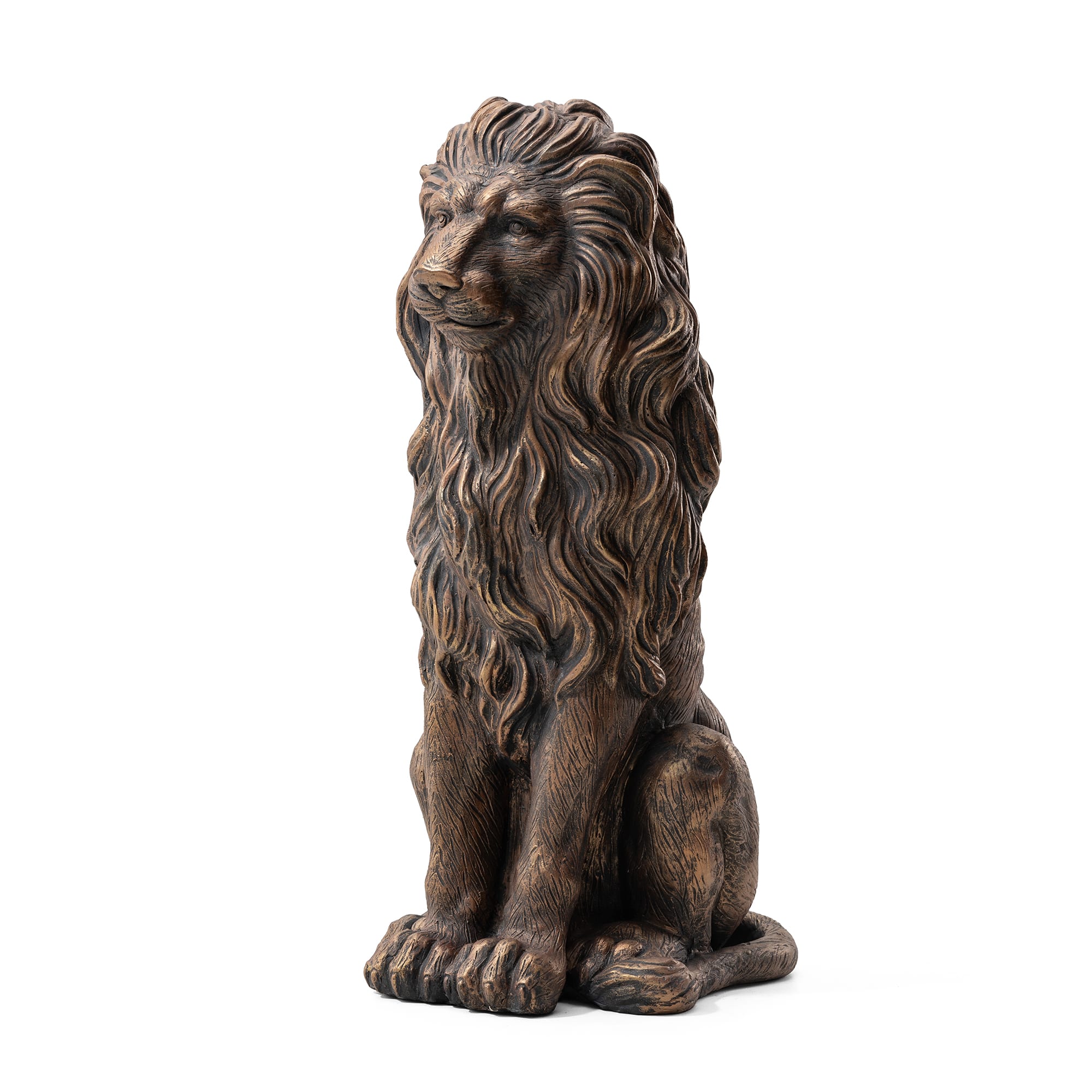 Glitzhome® 2ft. Oversized Bronze Sitting Lion Garden Statue