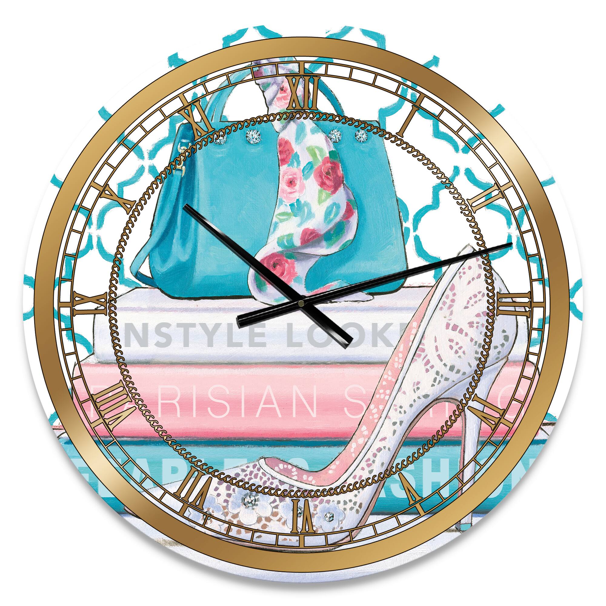 Designart 'Pink Fashion High Heels Iv Glam Wall Clock