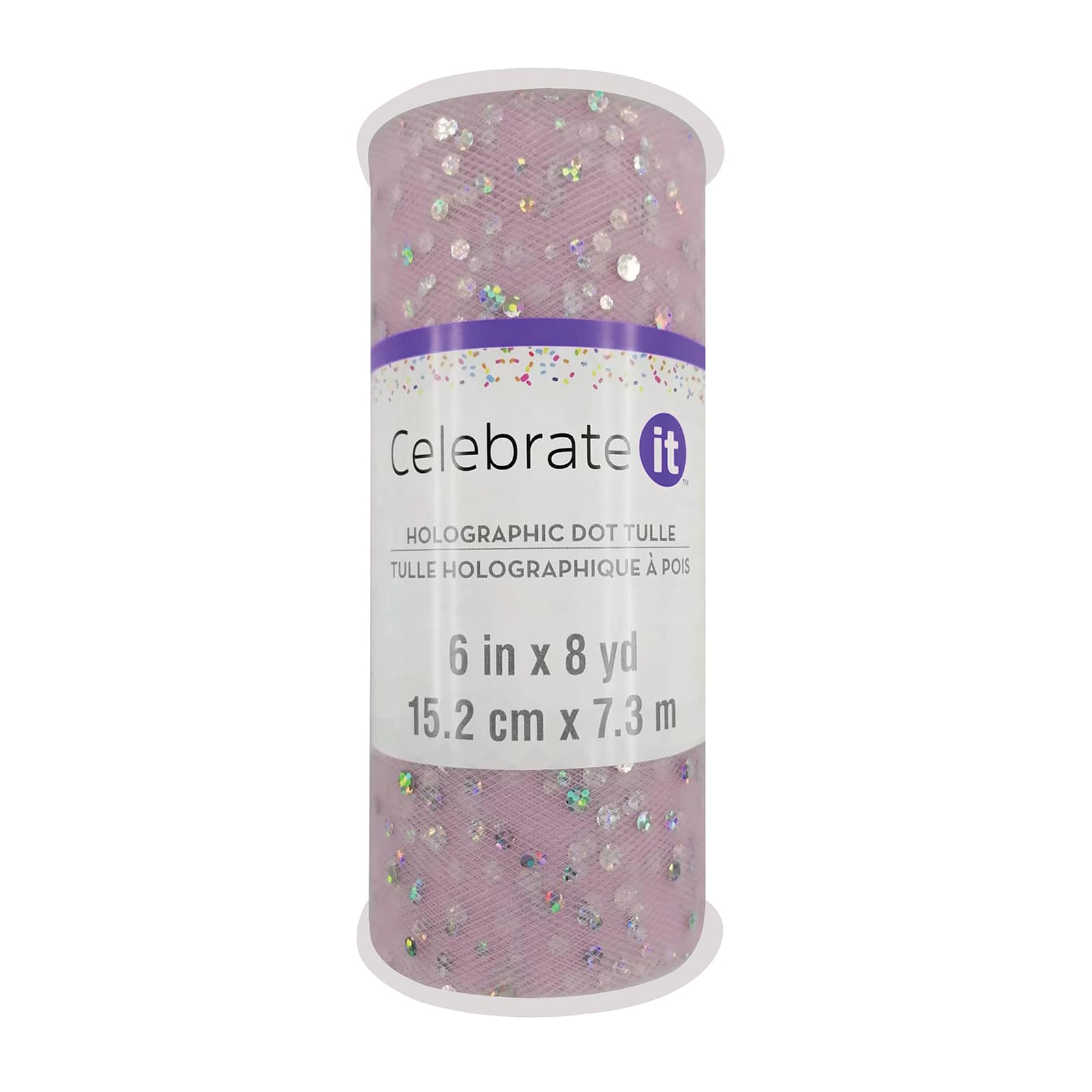 6&#x22; Pink Holographic Sequins Tulle by Celebrate It&#x2122;
