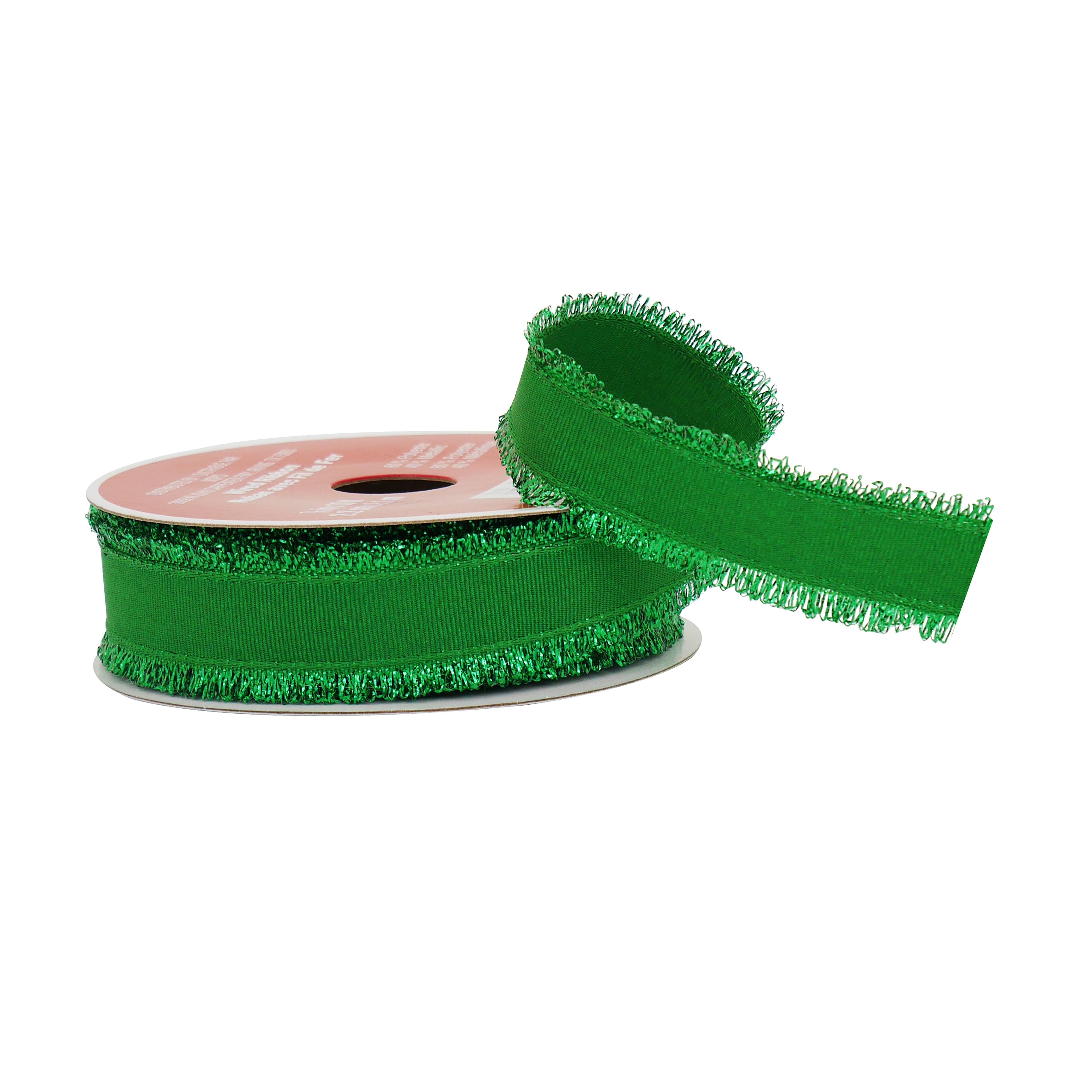 7/8&#x22; x 30ft. Green Tinsel Edged Wired Ribbon by Celebrate It&#xAE;
