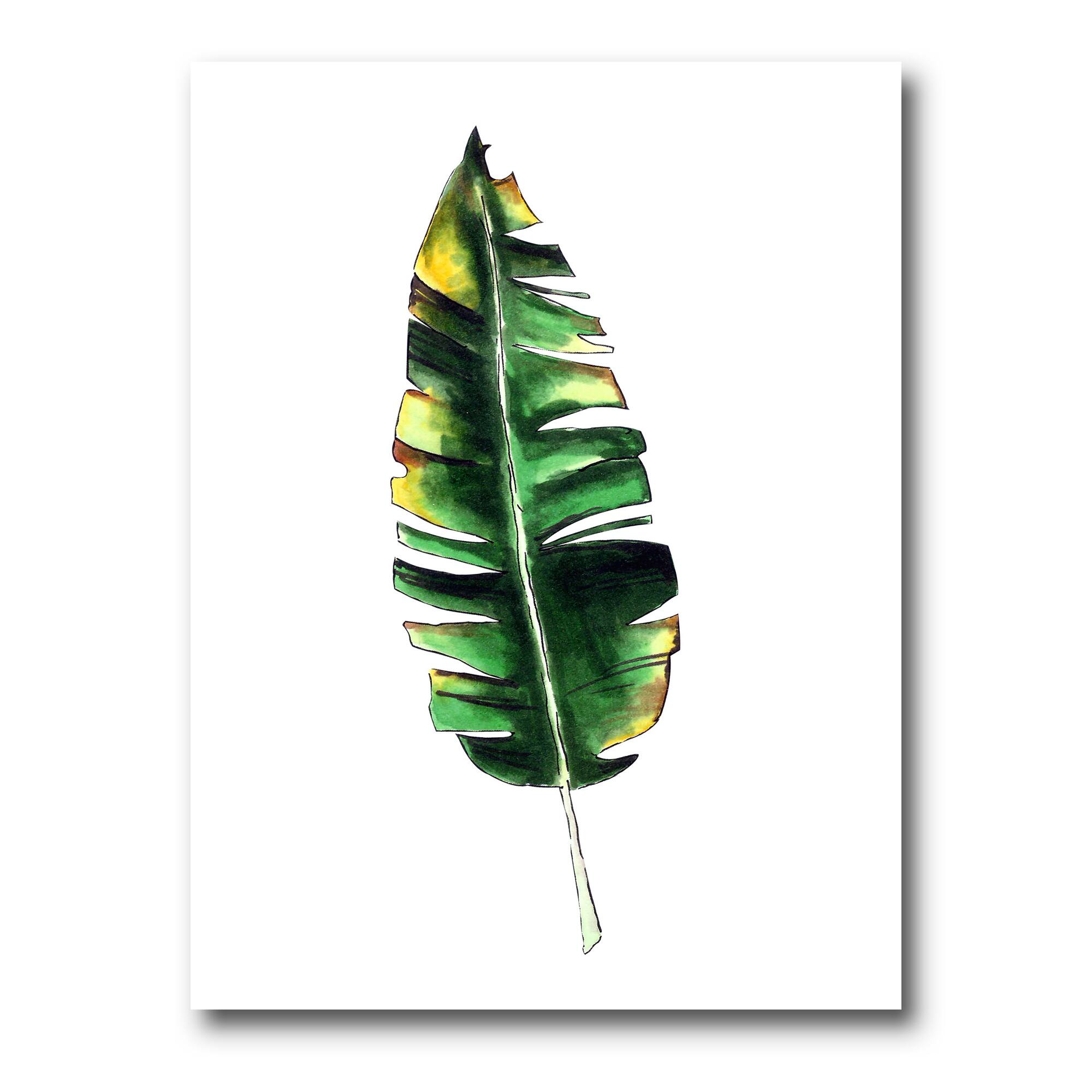 Designart - Single Banana Leaf - Bohemian &#x26; Eclectic Canvas Wall Art Print