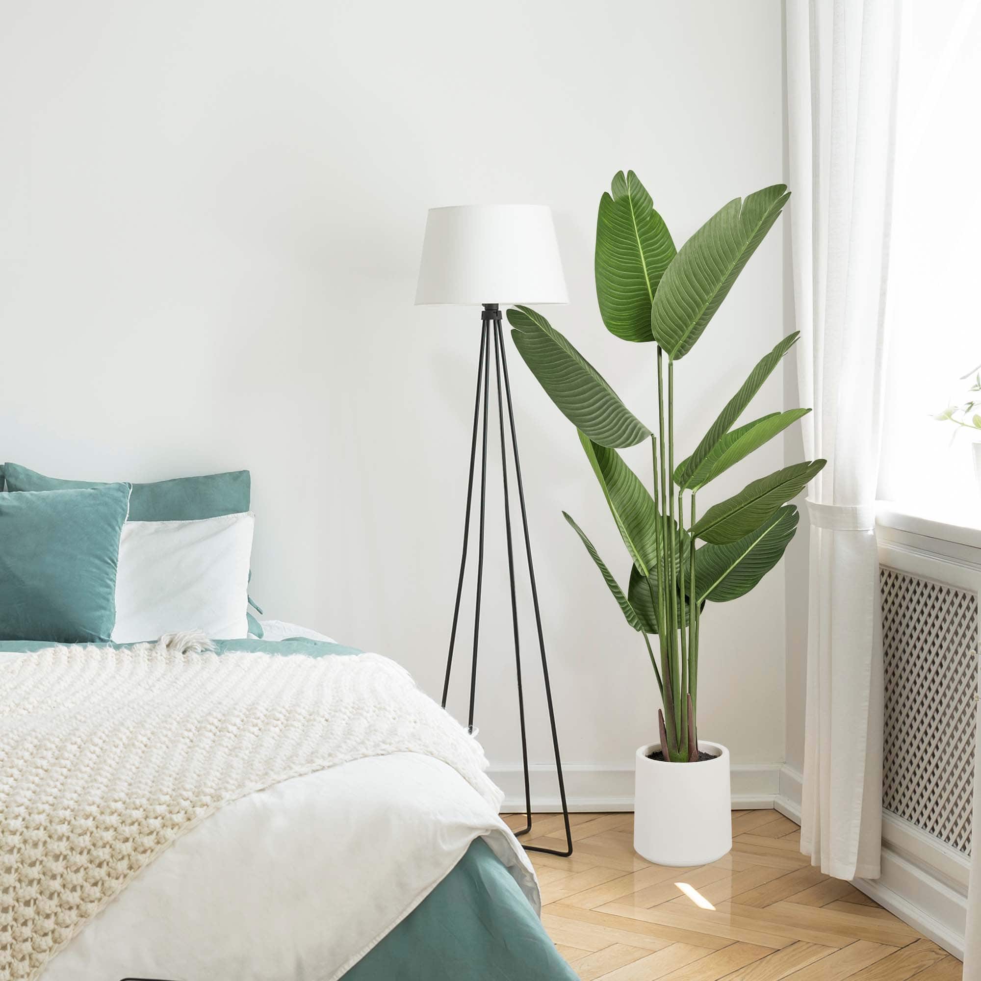 American Art Decor 5ft. Realistic Artificial Palm Tree in White Pot
