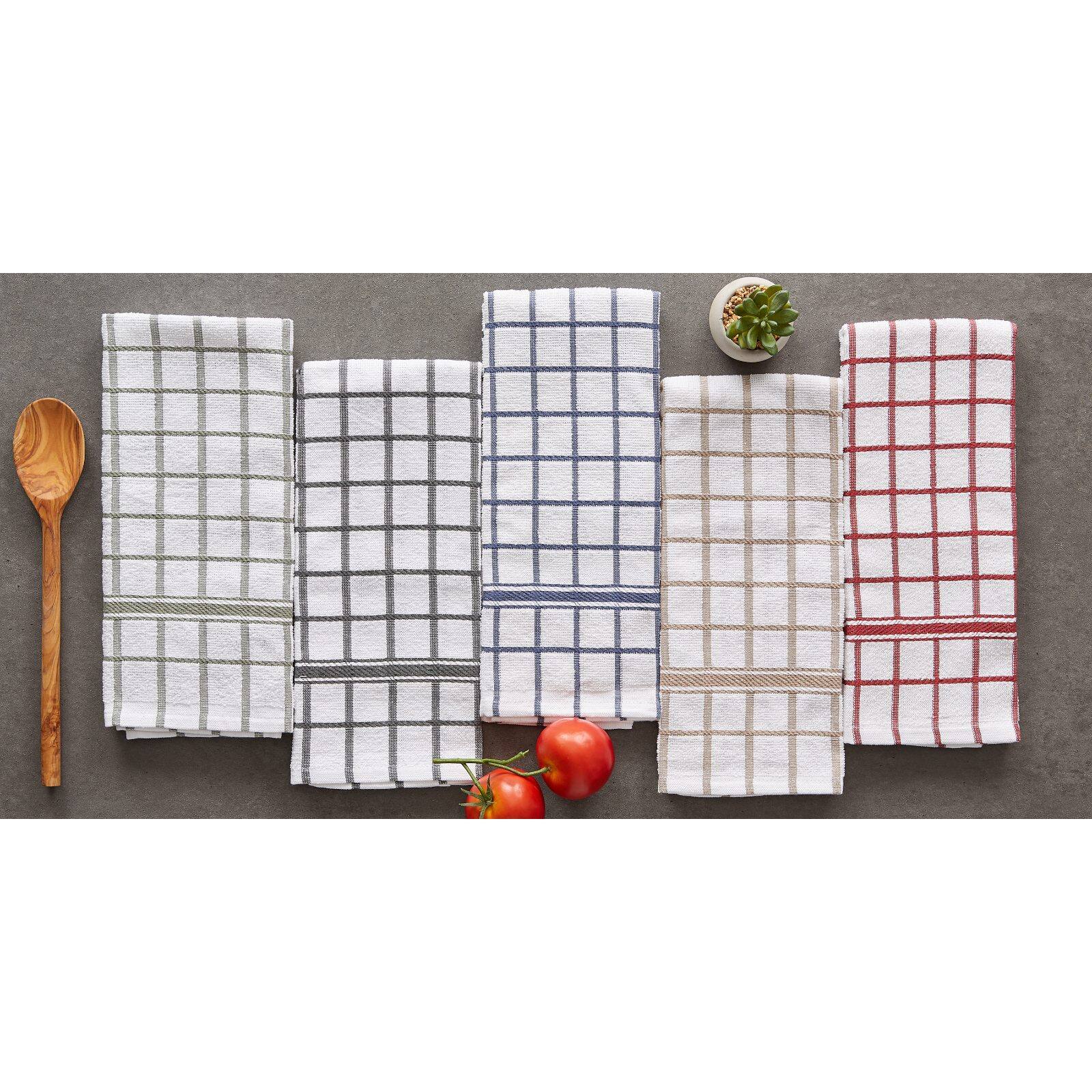 DII® Barn Red Windowpane Terry Dishtowels, 4ct.