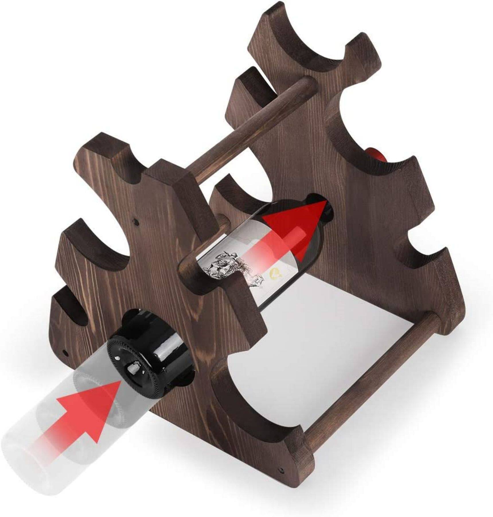 NEX™ 12.5" Brown Countertop 6-Bottle Wood Wine Rack