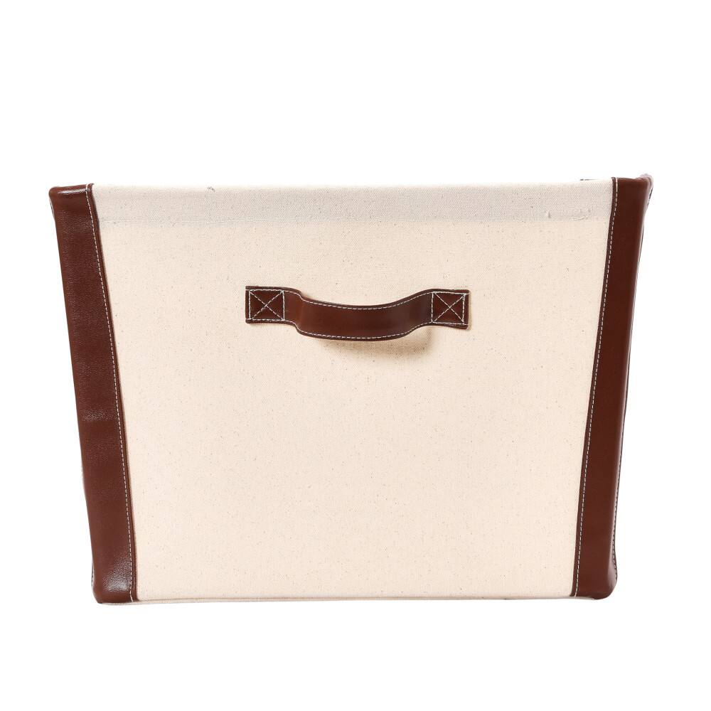 Household Essentials 16&#x22; Canvas Bin with Vegan Leather Trim