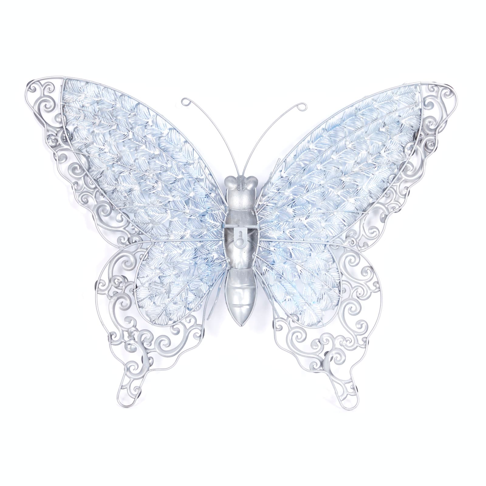 Silver & Blue Butterfly Eclectic Metal Wall Decor