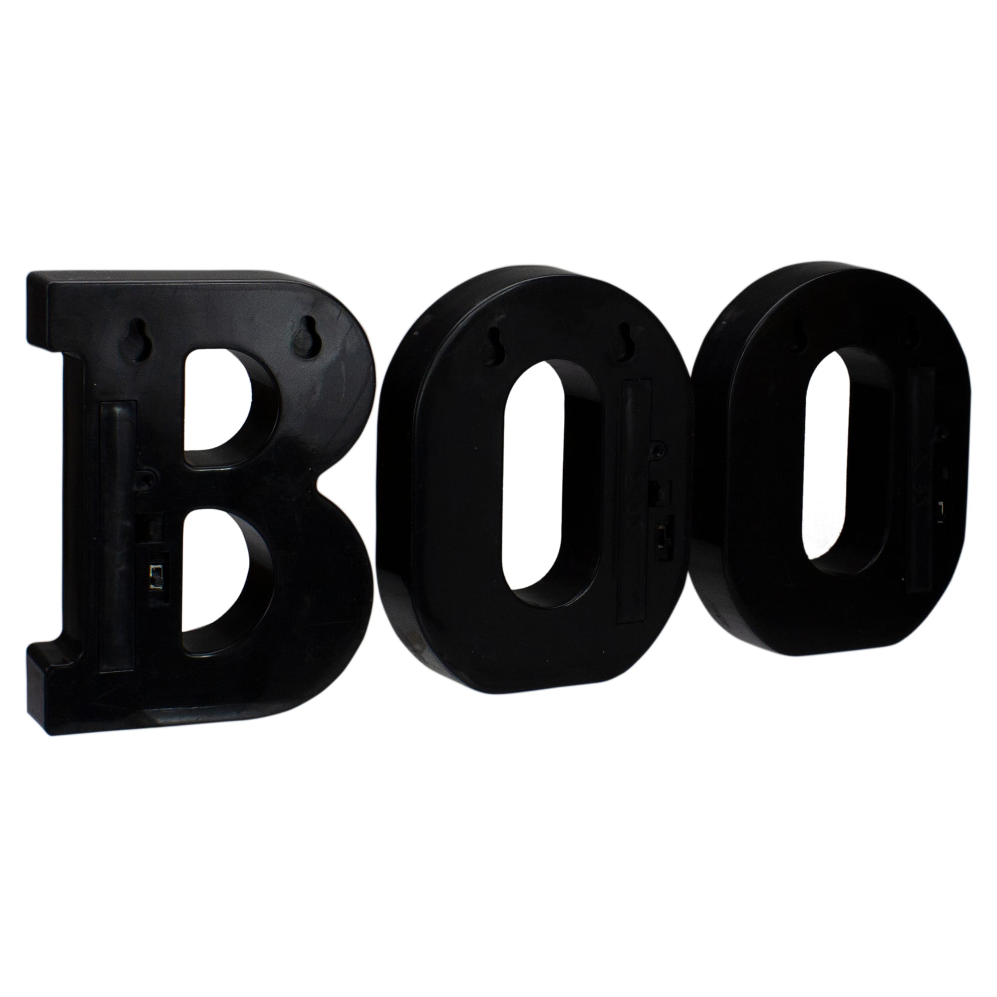 6.5&#x22; Lighted Black &#x26; Gold BOO Halloween Marquee Sign