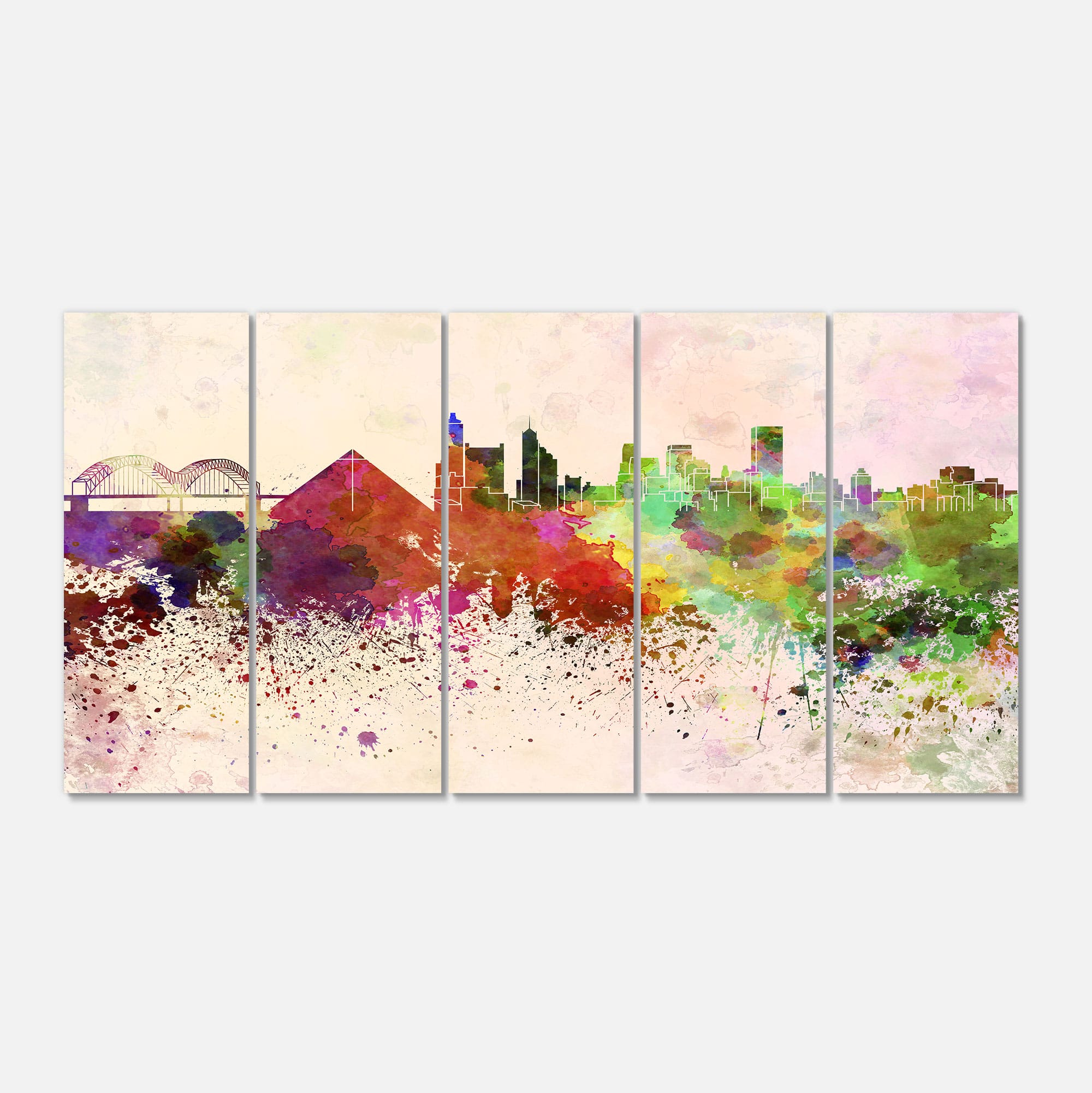 Designart - Memphis Skyline - Cityscape Canvas Artwork Print