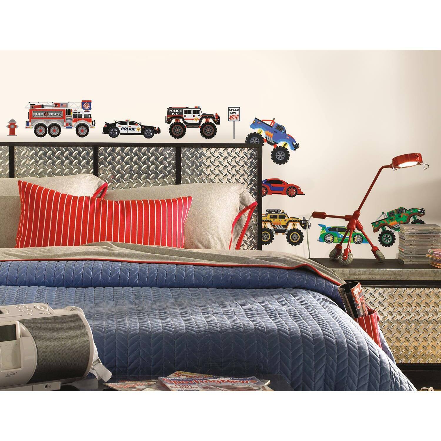 RoomMates Cars &#x26; Trucks Peel &#x26; Stick Giant Wall Decals