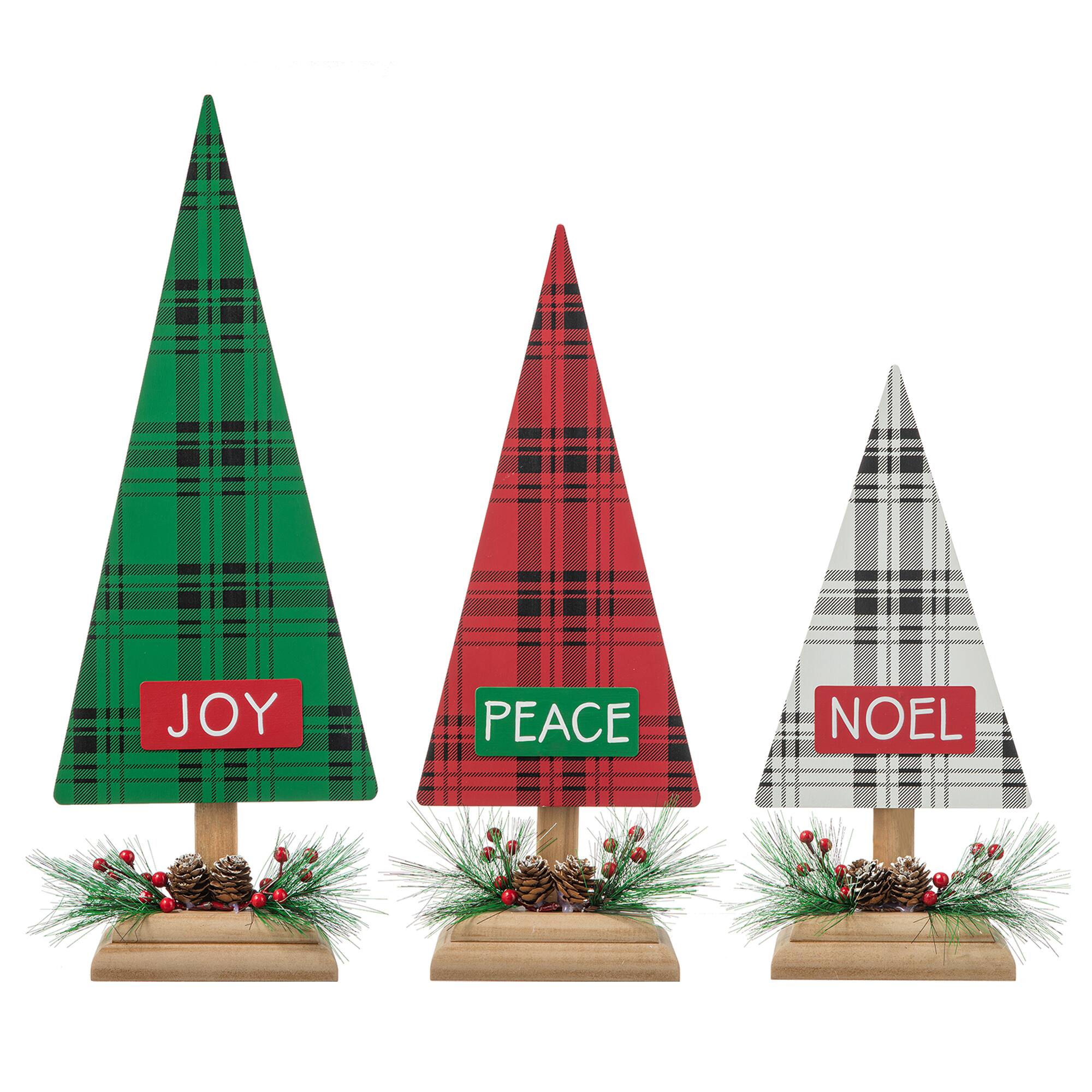 Glitzhome&#xAE; Christmas Plaid Table Tree Set