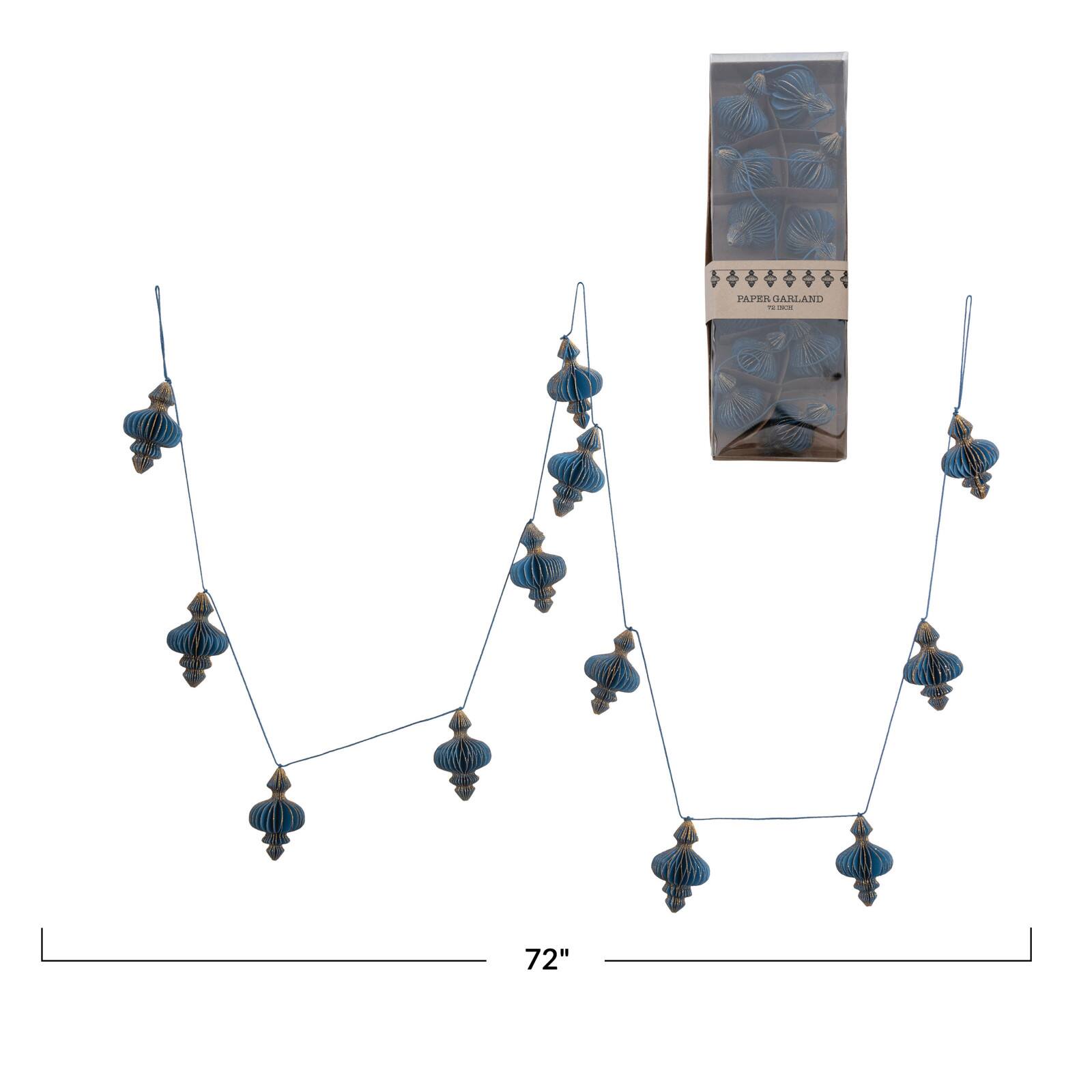 Hello Honey&#xAE; 6ft. Handmade Recycled Paper Honeycomb Finial with Gold Glitter Garland