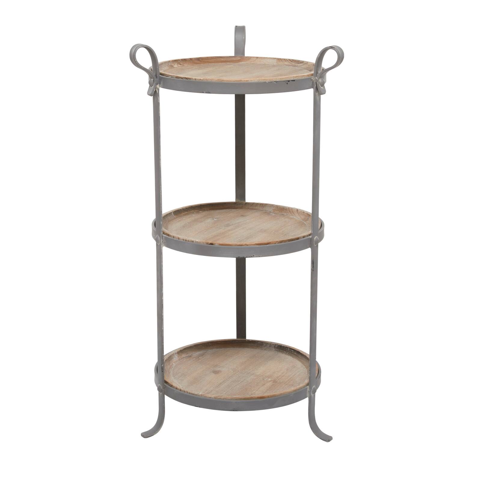 28" Gray Iron Industrial Accent Table